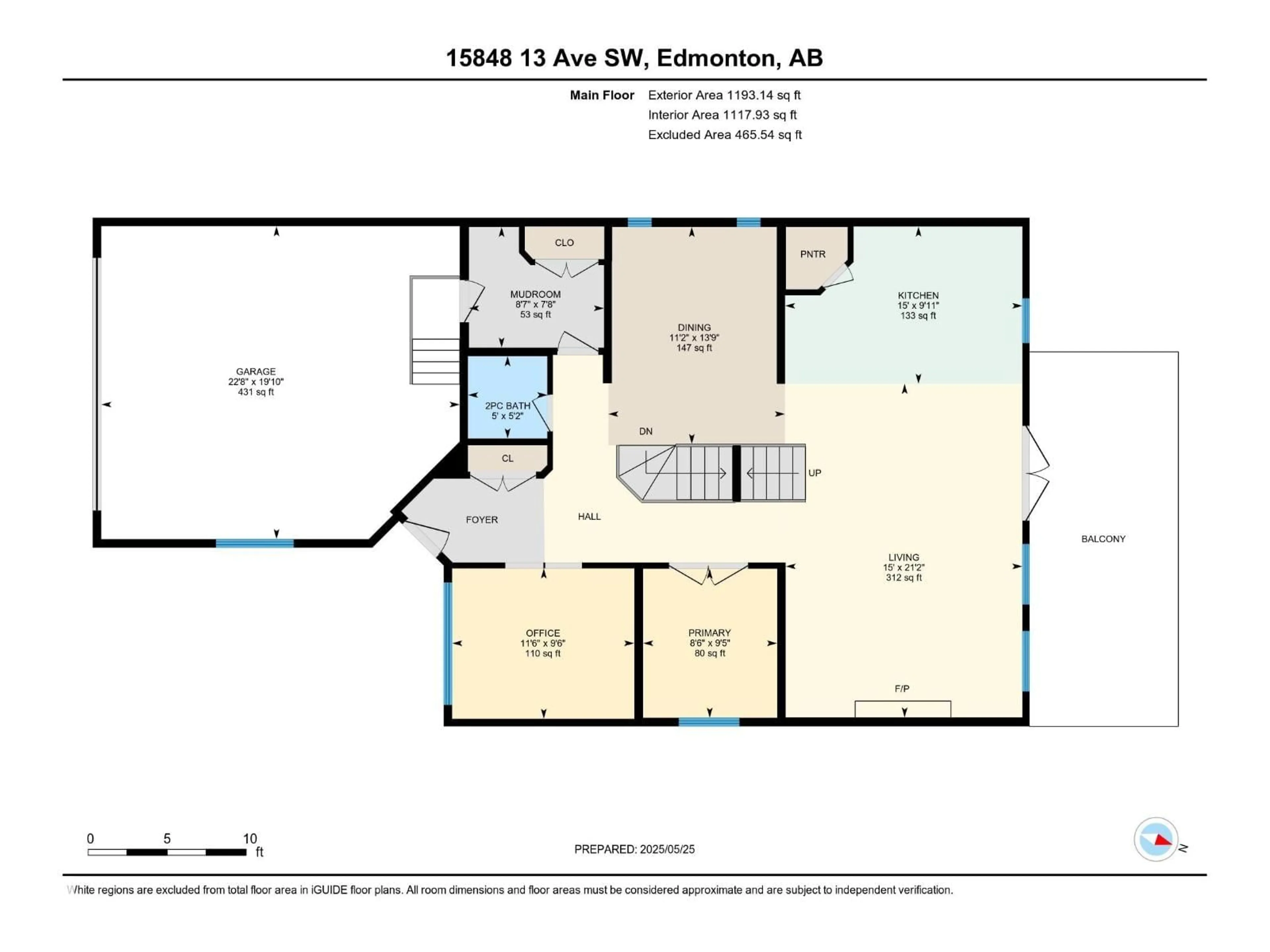 Floor plan for 15848 13 AV, Edmonton Alberta T6W2N5