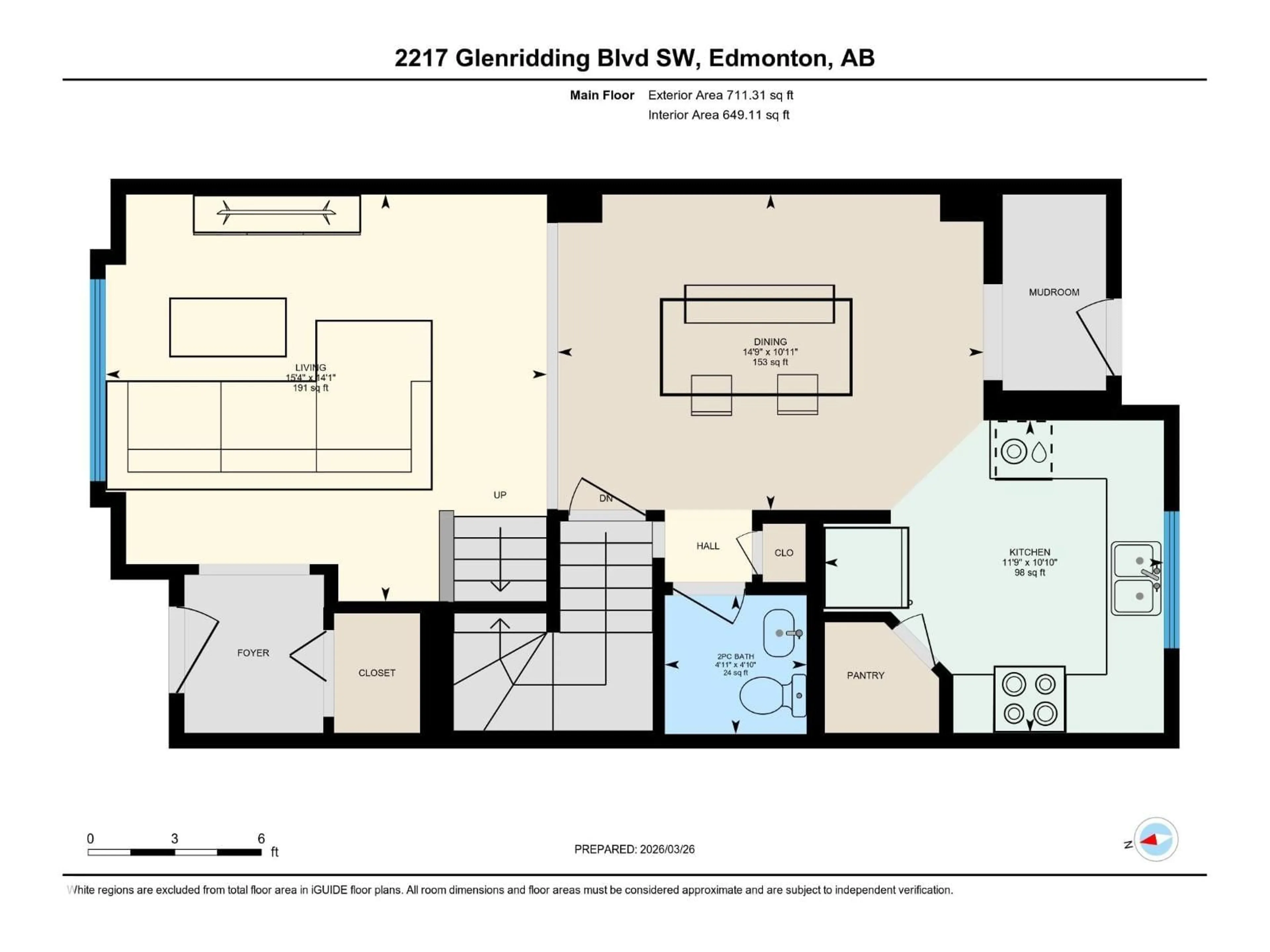 Floor plan for 2217 GLENRIDDING BV, Edmonton Alberta T6W2S3