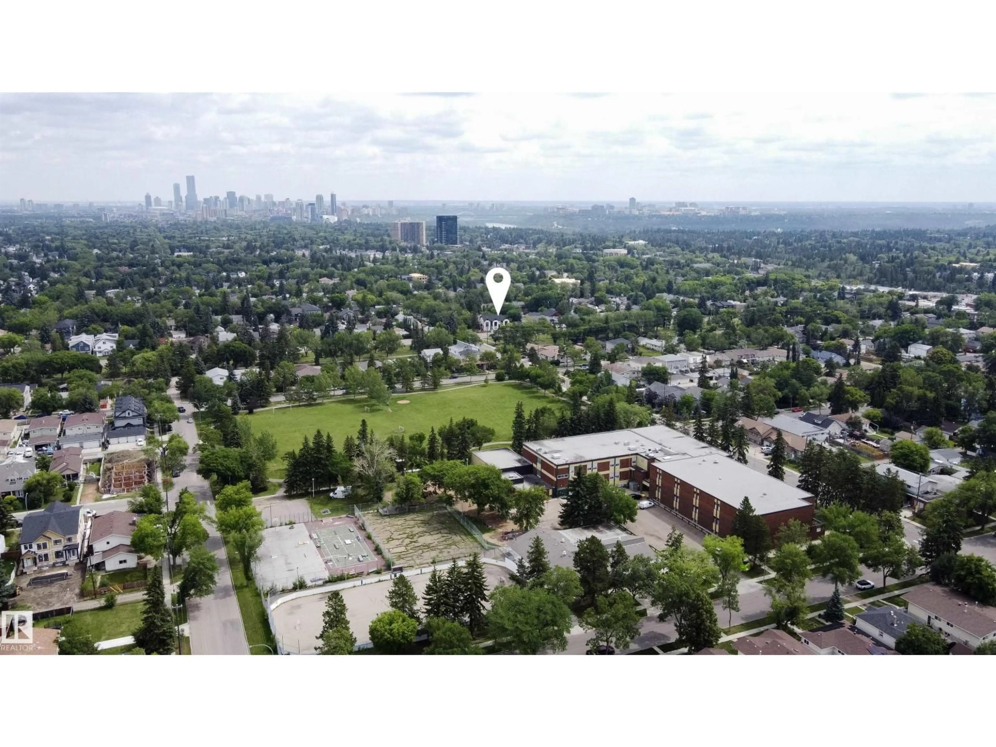 A pic from outside/outdoor area/front of a property/back of a property/a pic from drone, city buildings view from balcony for 10363 149 ST, Edmonton Alberta T5P1L4