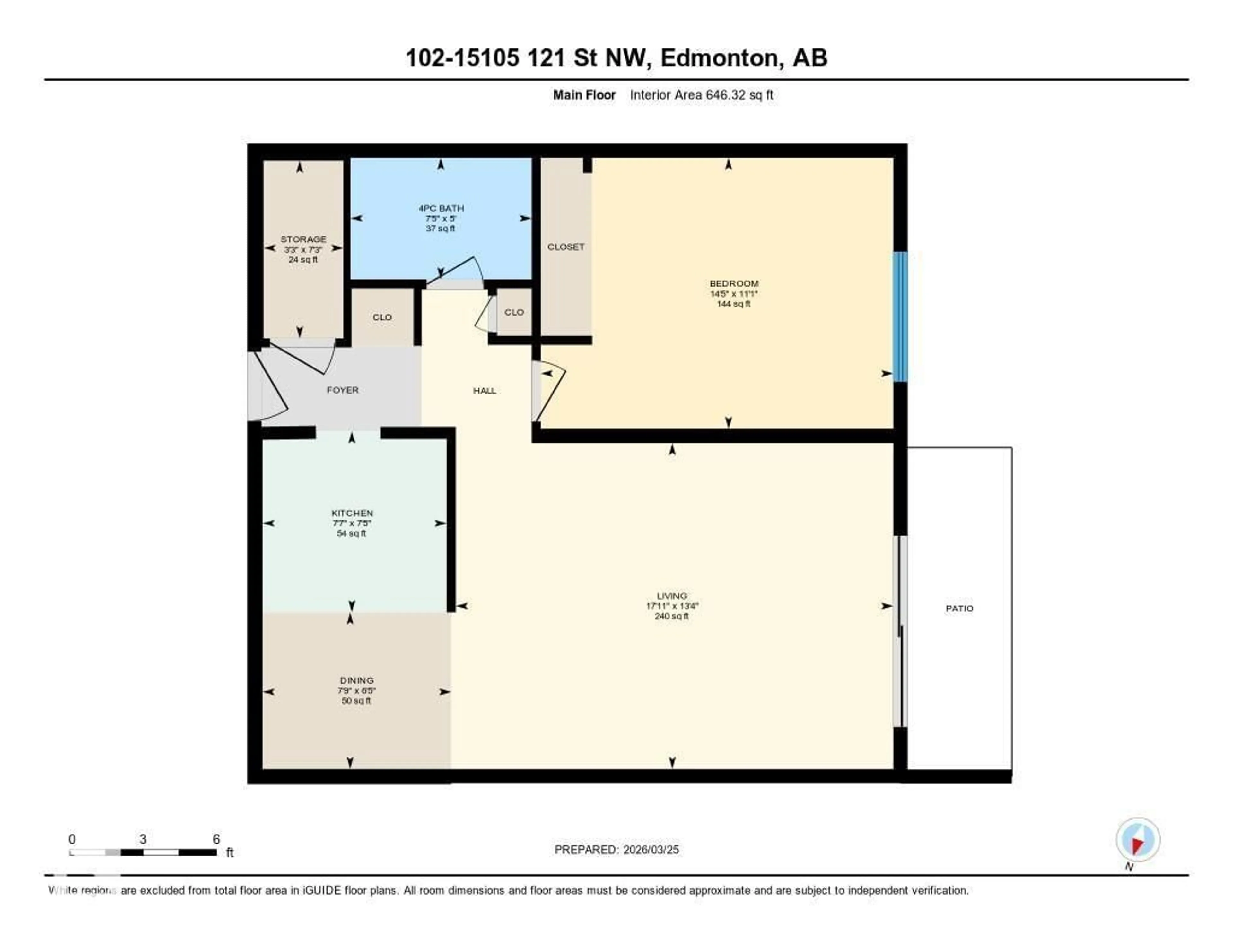 Floor plan for #102 - 15105 121 ST NW, Edmonton Alberta T5X2G3