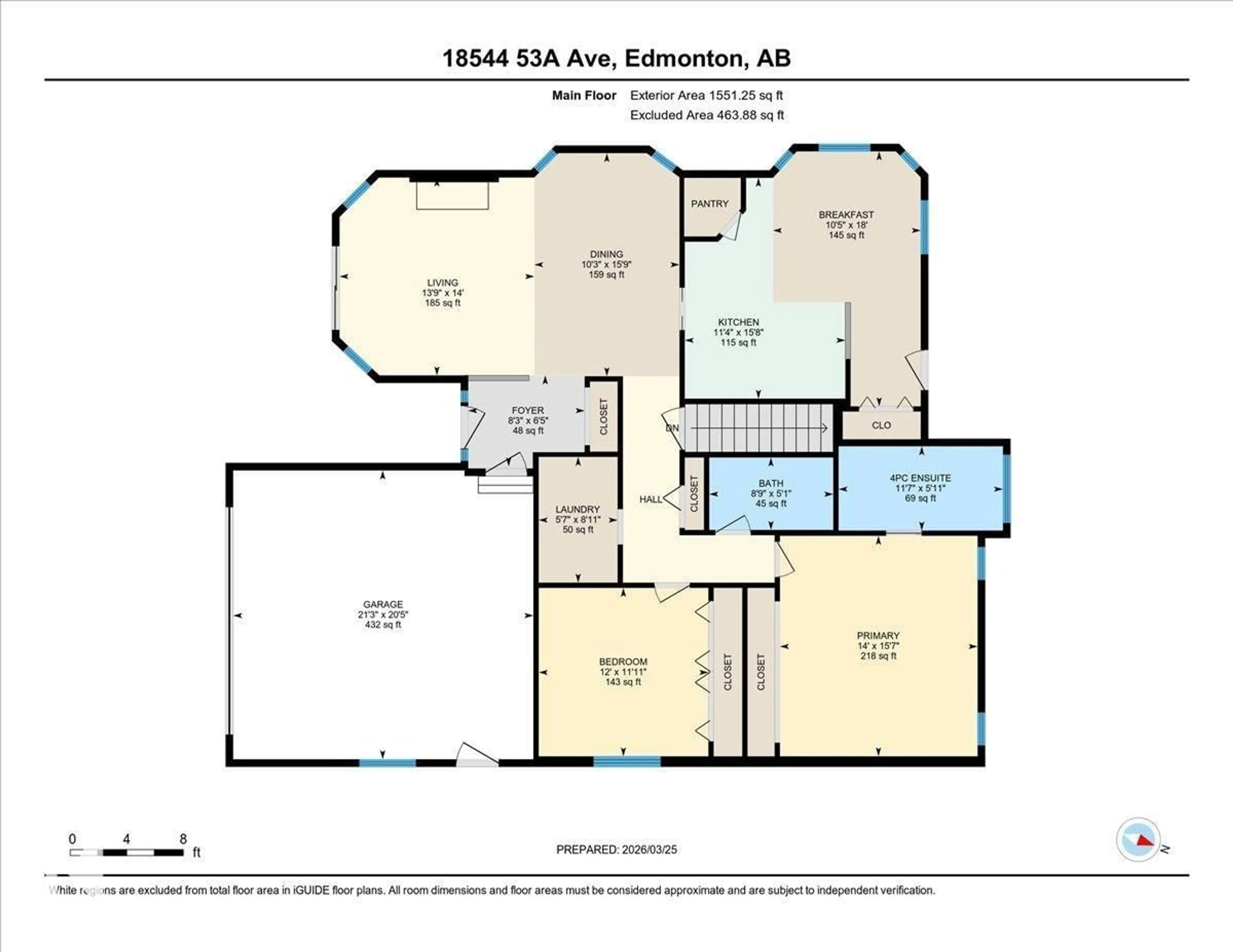 Floor plan for 18544 53A AV, Edmonton Alberta T6M2G2