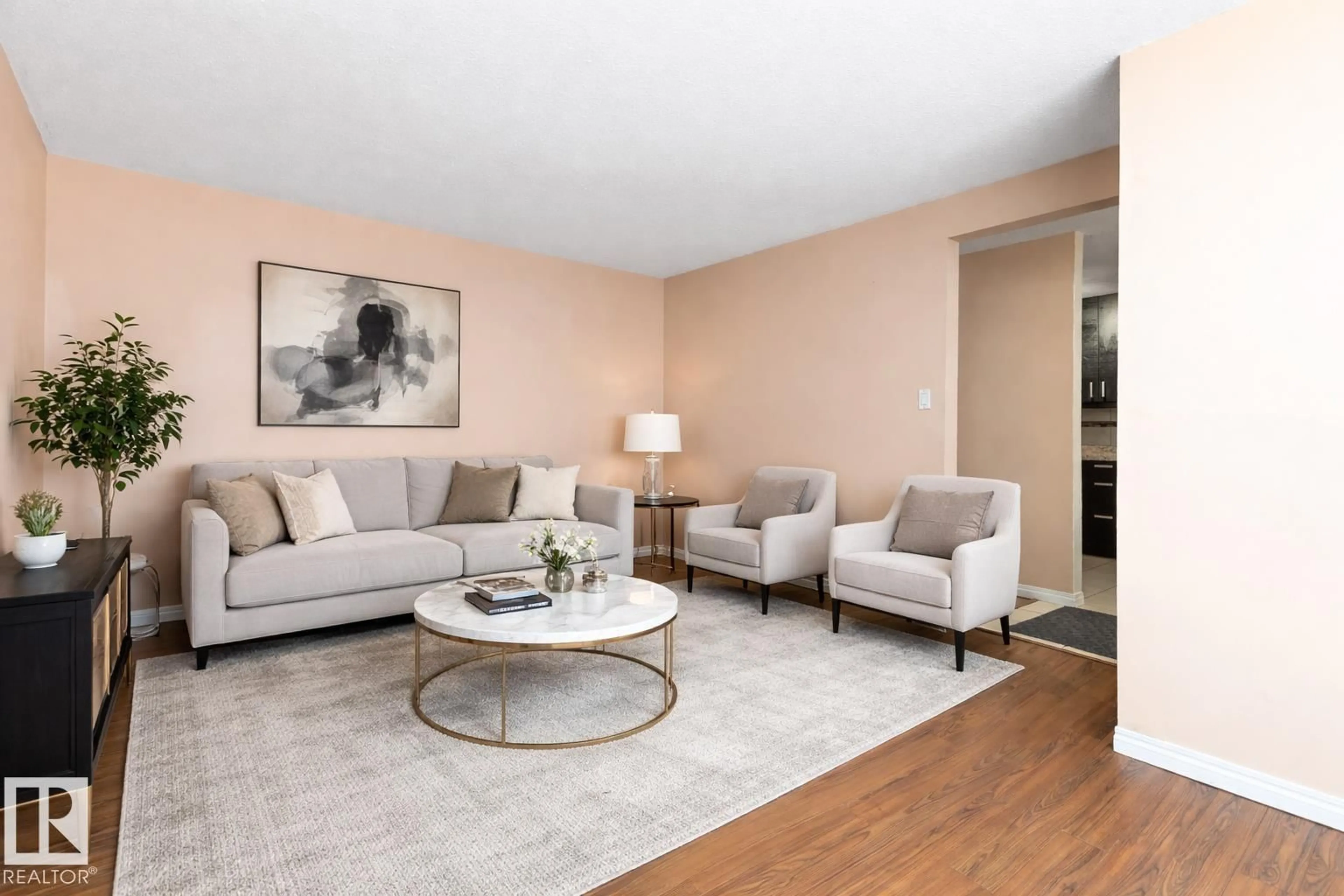 Living room with furniture, unknown for NW - 196 ROSELAND VG, Edmonton Alberta T5E5R6