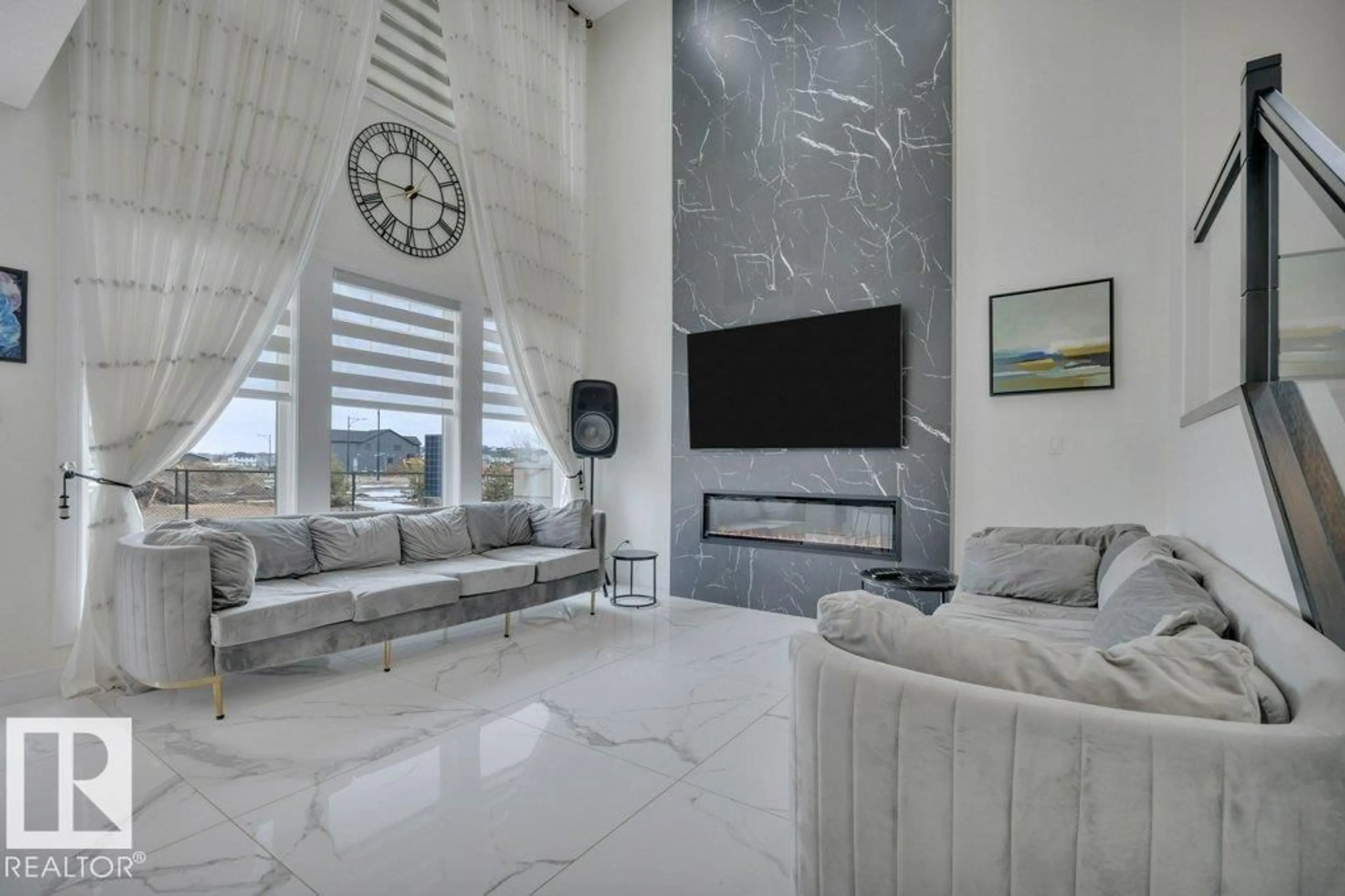 Living room with furniture, ceramic/tile floor for 1232 EATON LN, Edmonton Alberta T6M1M9