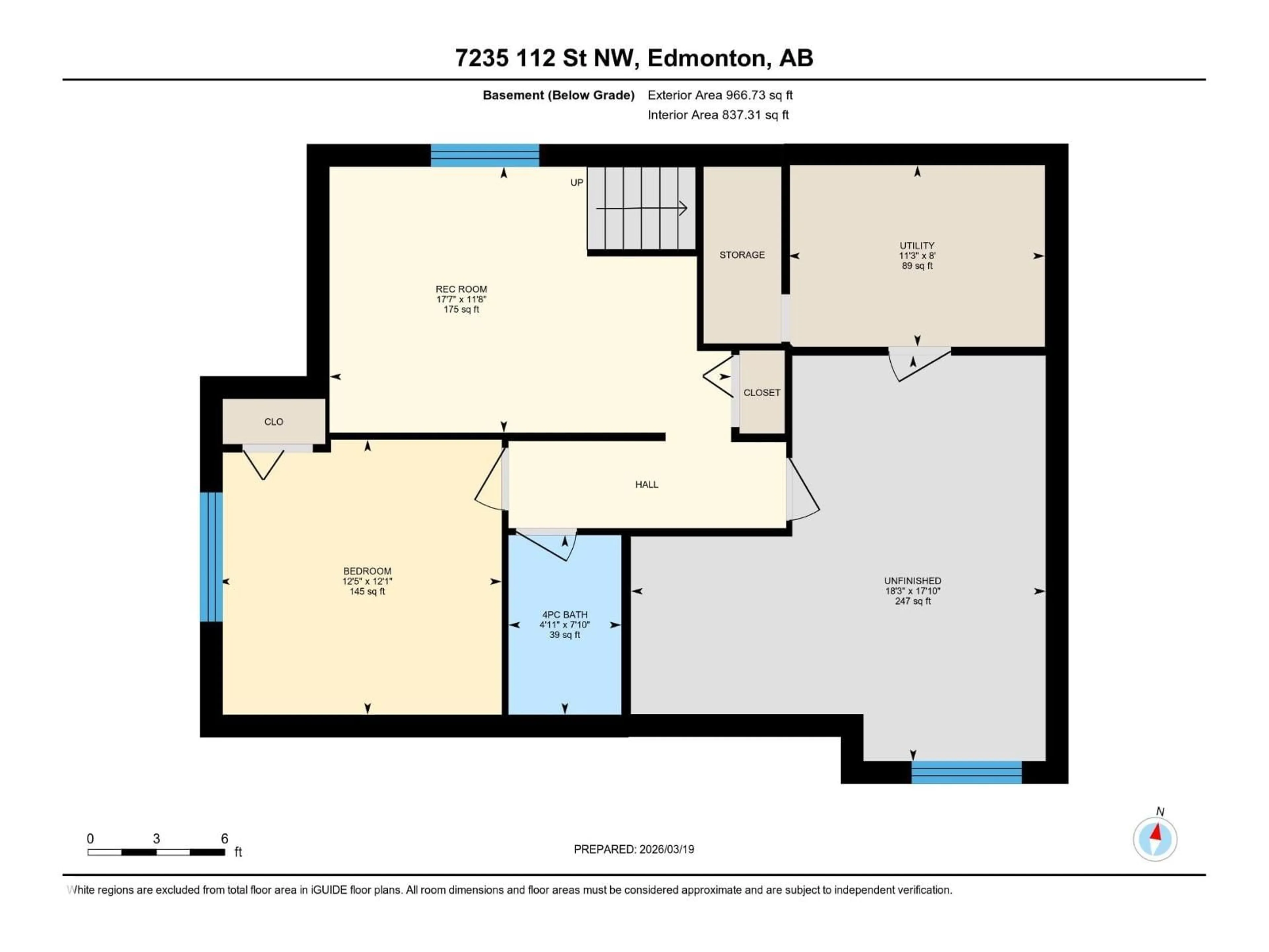 Floor plan for 7235 112 ST, Edmonton Alberta T6G1J4