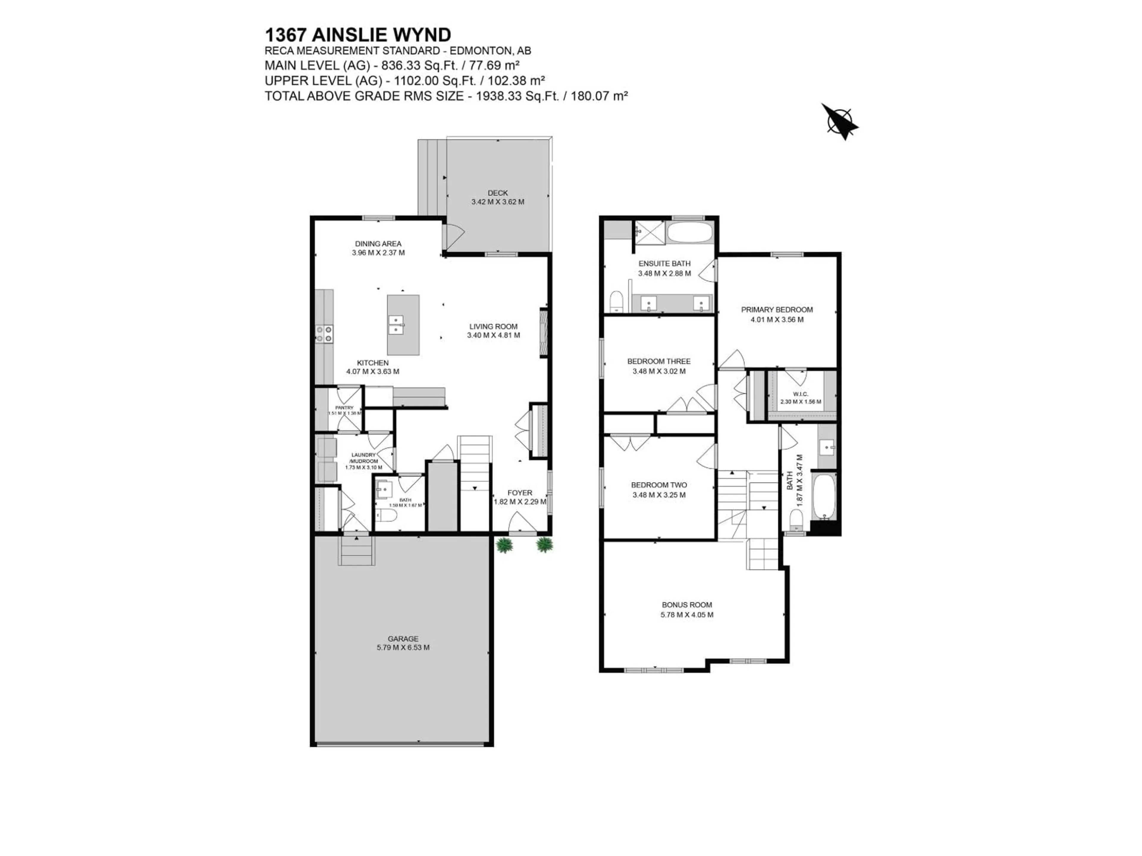 Floor plan for 1367 AINSLIE WD, Edmonton Alberta T6W3E9