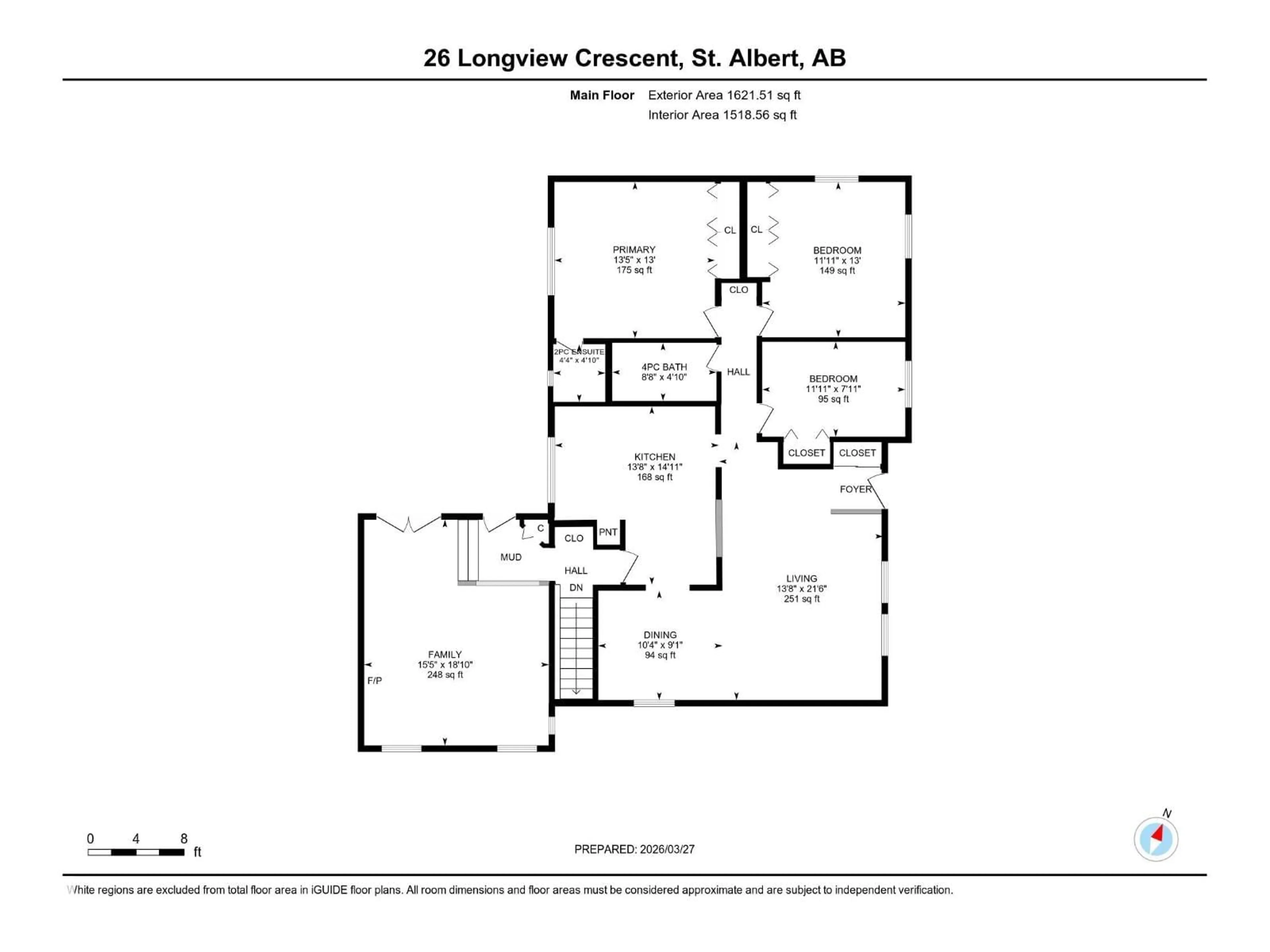 Floor plan for 26 LONGVIEW CR, St. Albert Alberta T8N2W2