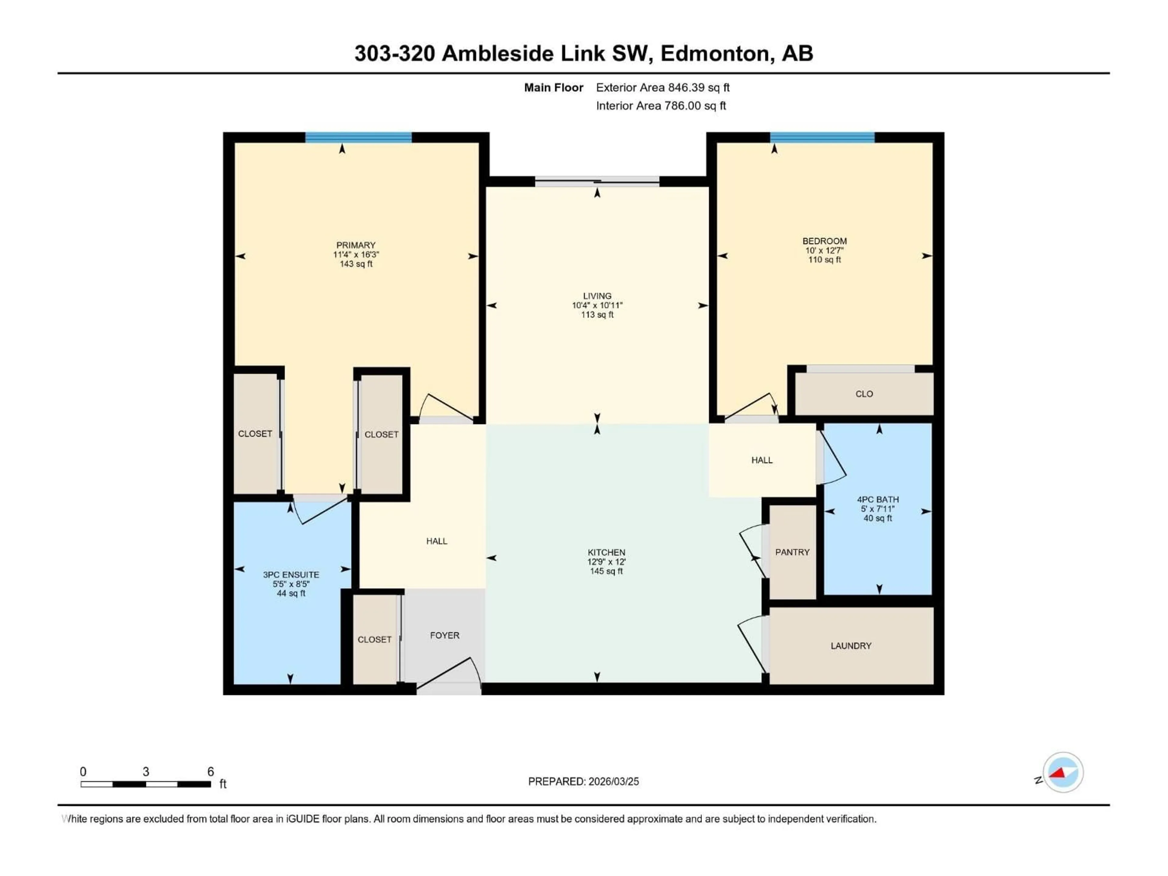 Floor plan for #303 - 320 AMBLESIDE LINK DR, Edmonton Alberta T6W2Z9