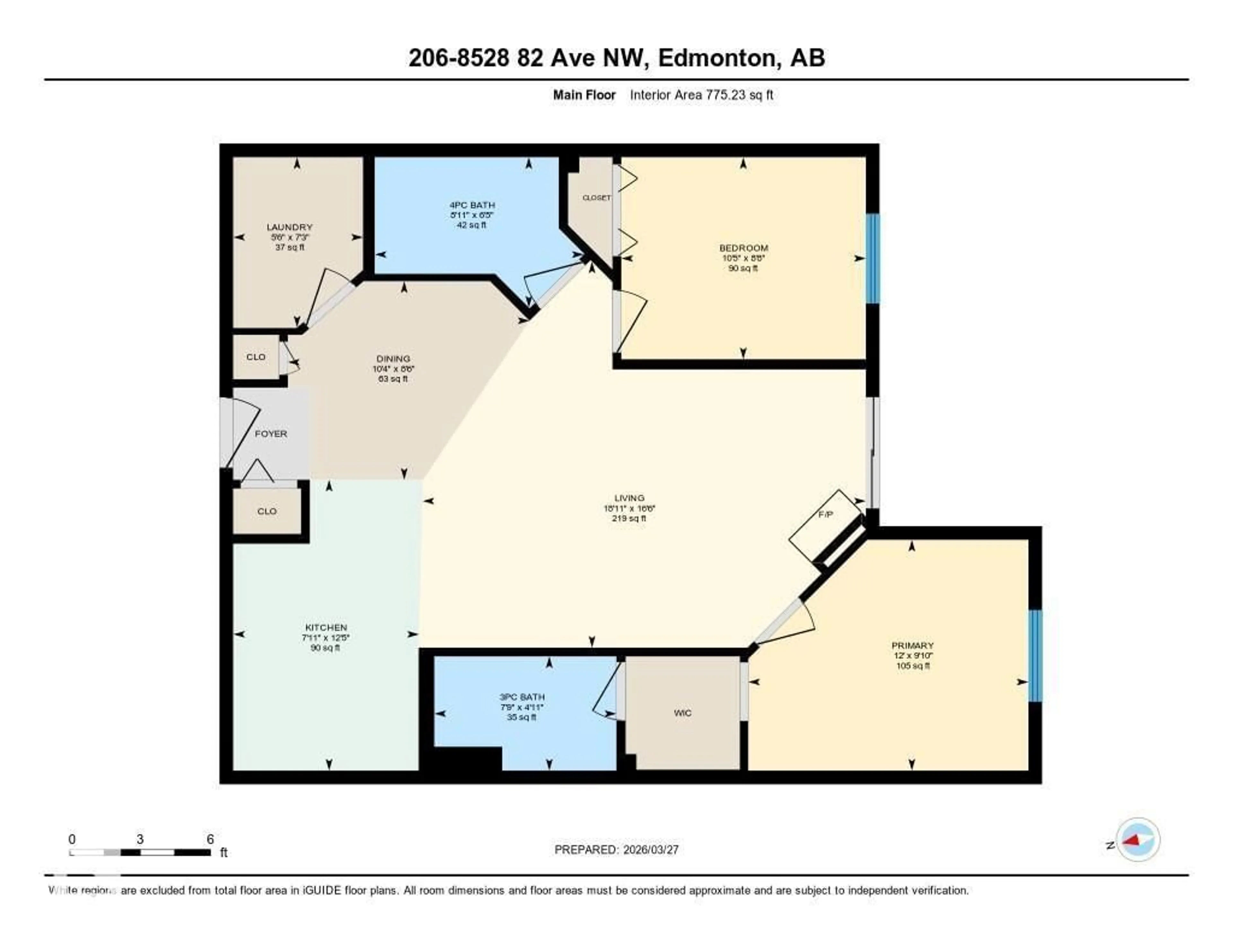 Floor plan for #206 - 8528 82 AV, Edmonton Alberta T6C0Y8