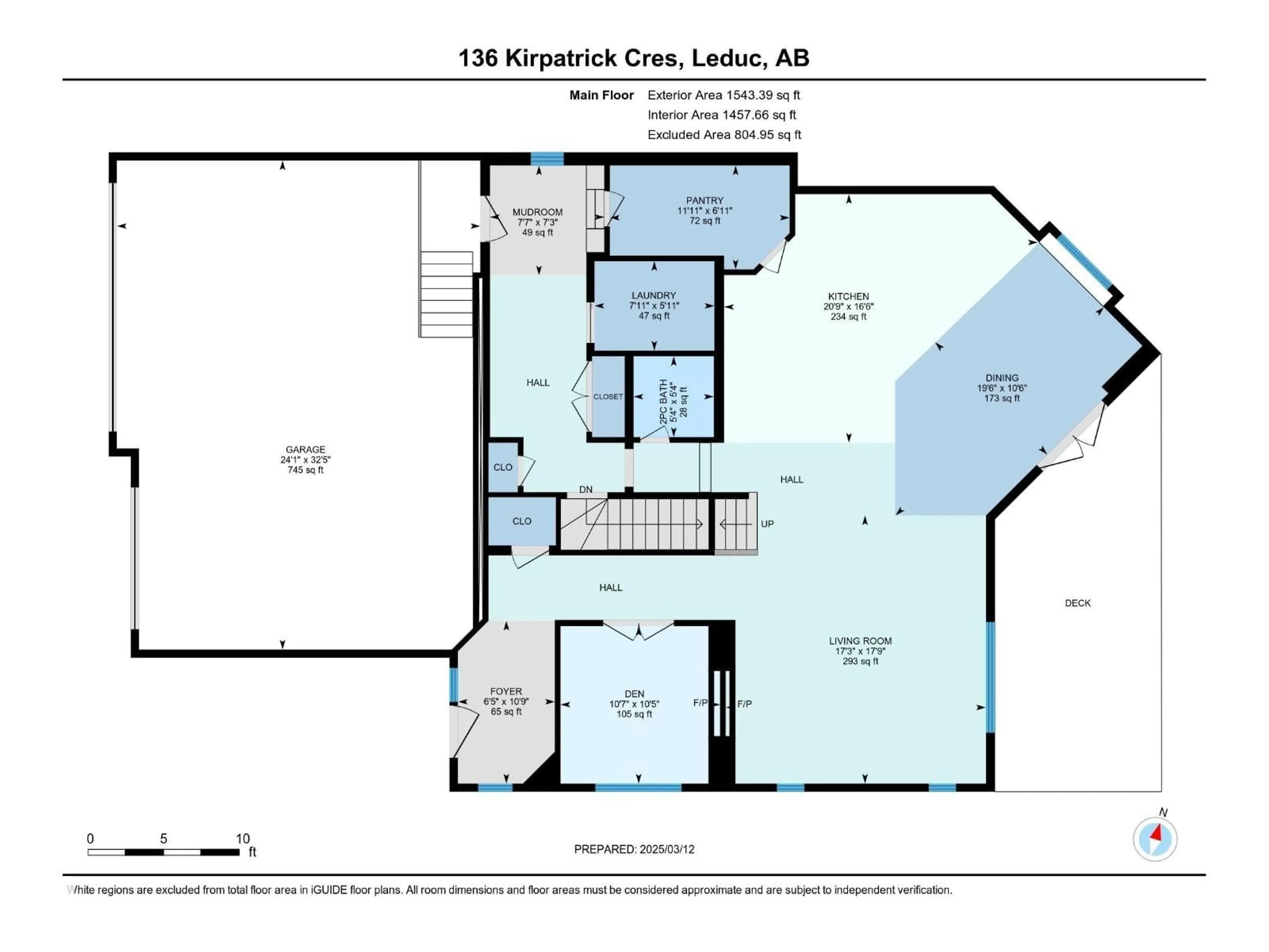 Floor plan for 136 KIRPATRICK CR, Leduc Alberta T9E0W3