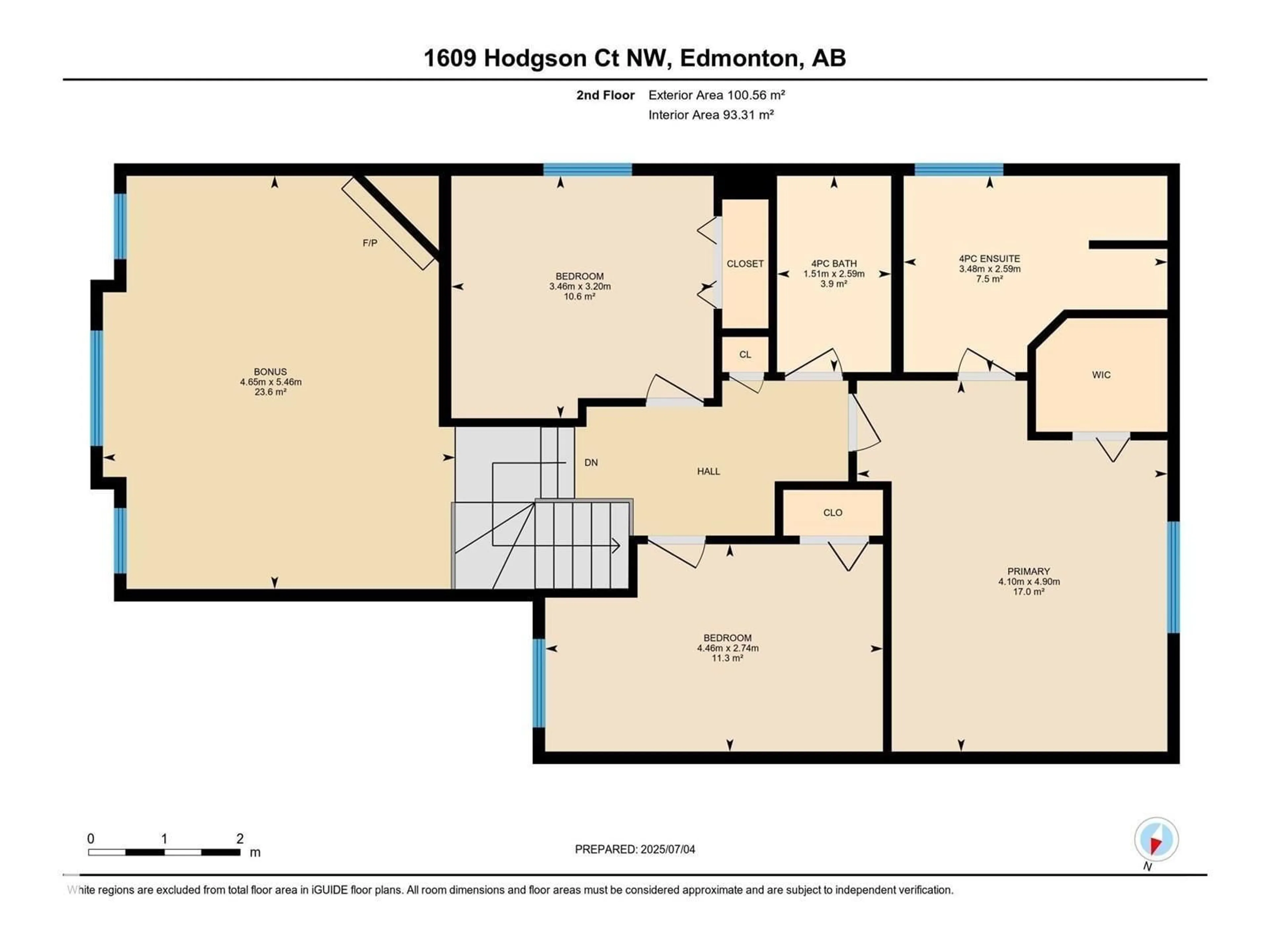 Floor plan for 1609 HODGSON CT, Edmonton Alberta T6R3R5