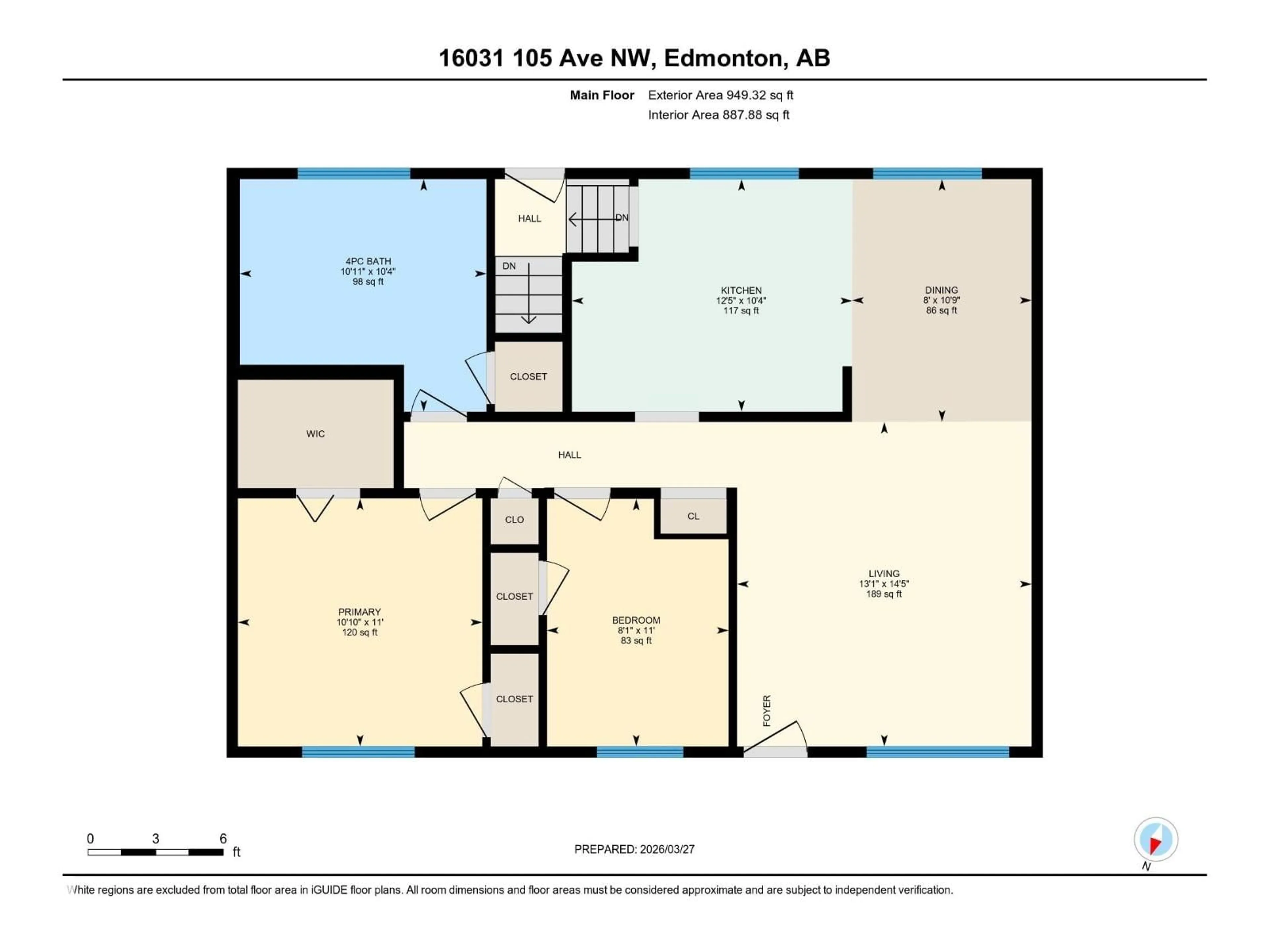 Floor plan for 16031 105 AV, Edmonton Alberta T5P0T8