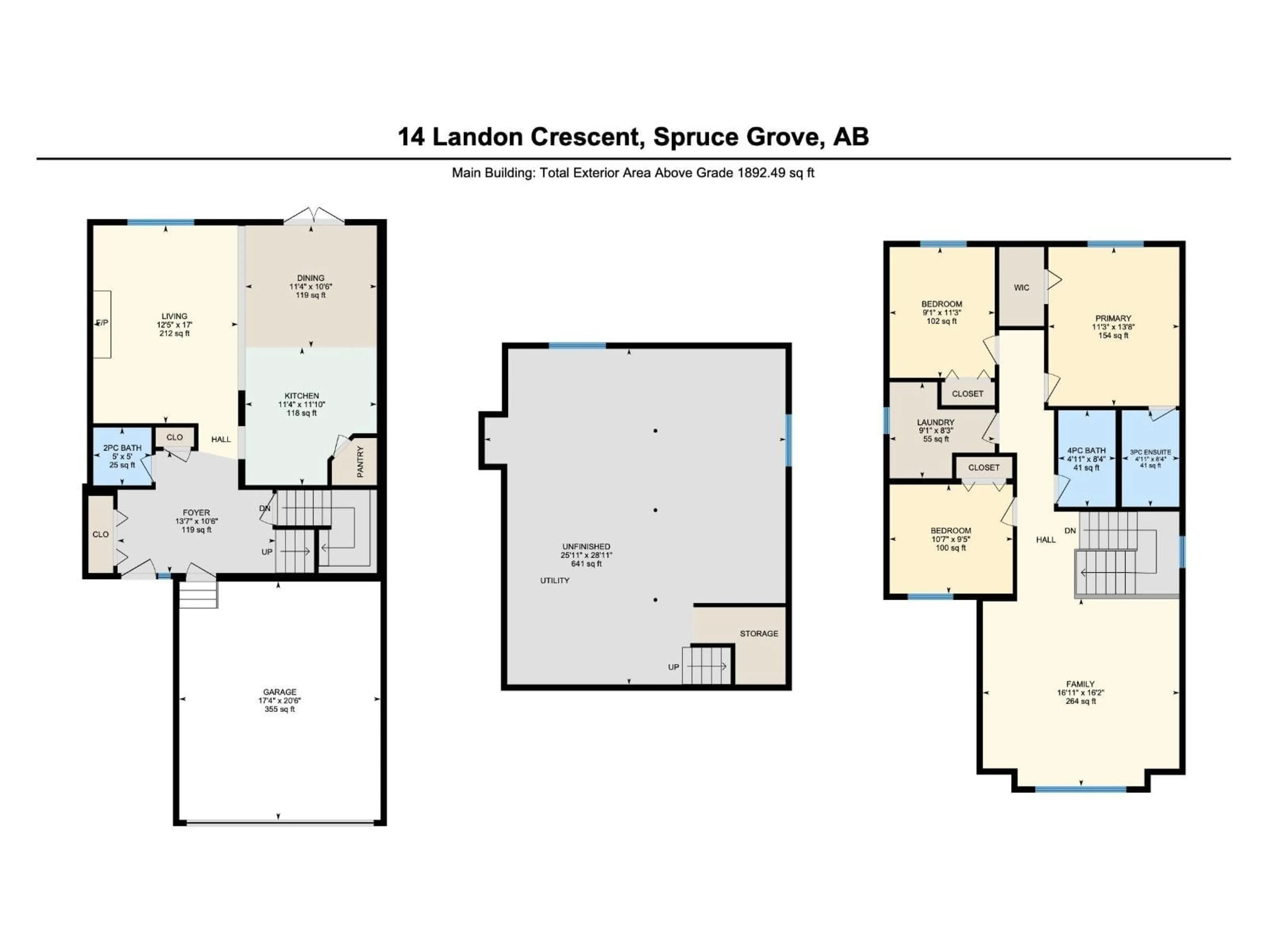 Floor plan for 14 LANDON CR, Spruce Grove Alberta T7X0E4
