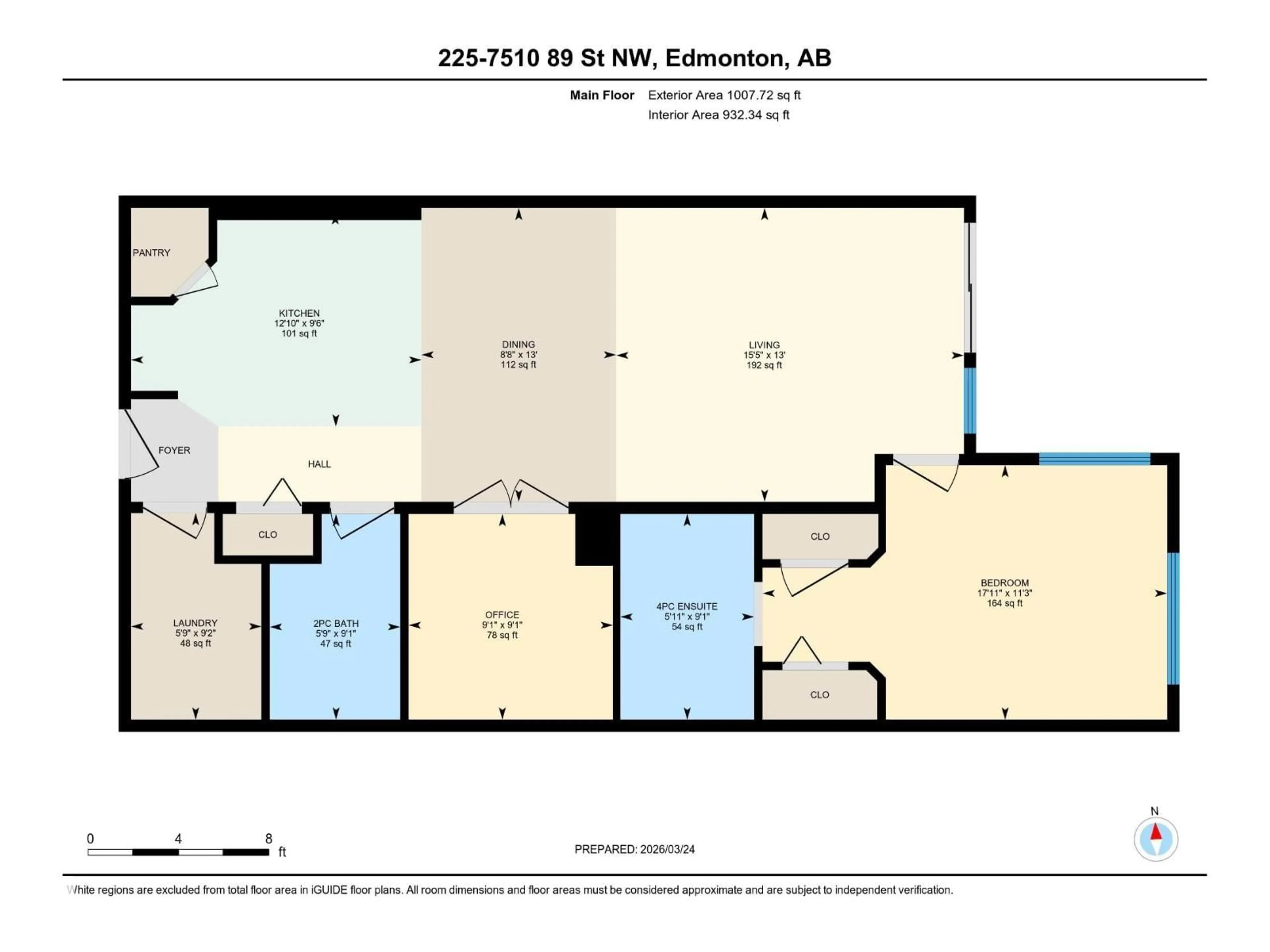 Floor plan for 225 7510 89 ST NW, Edmonton Alberta T6C0X5