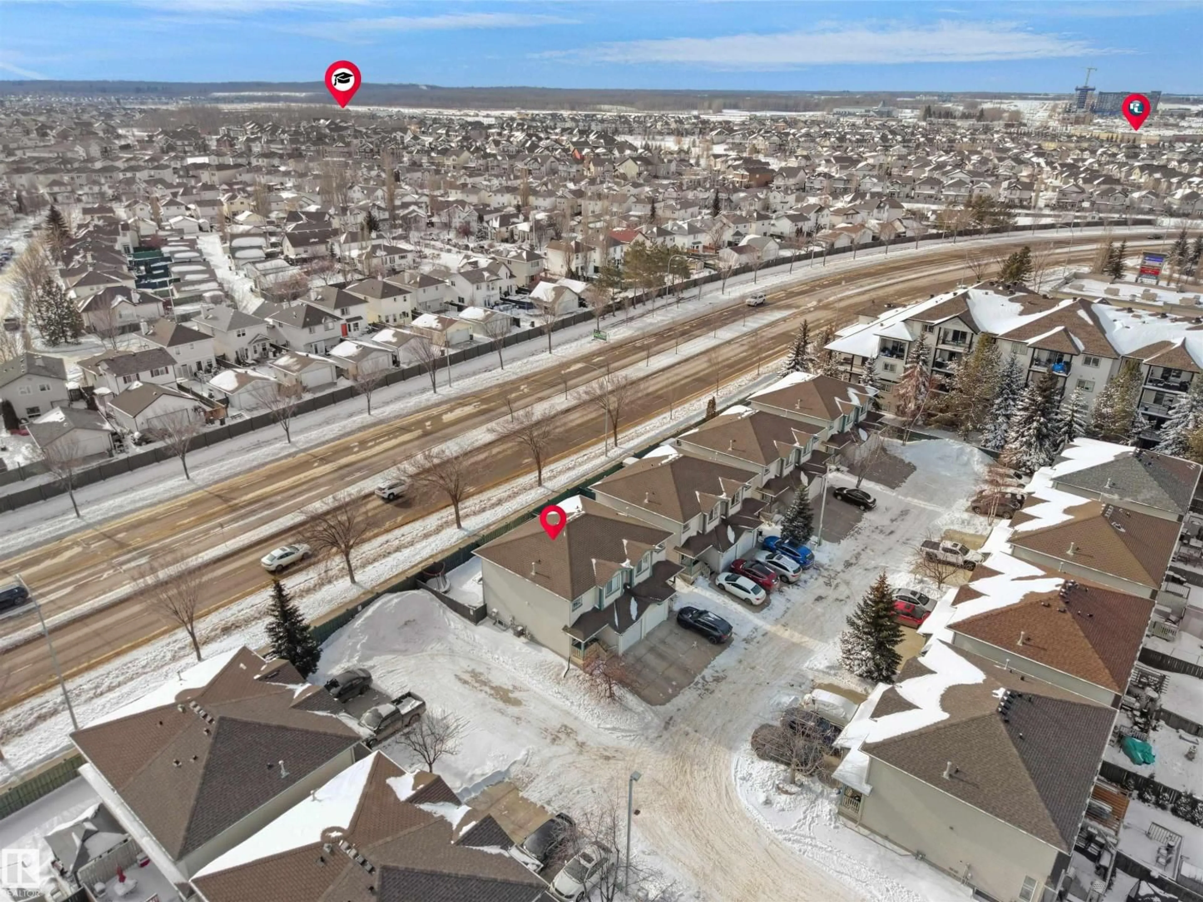 A pic from outside/outdoor area/front of a property/back of a property/a pic from drone, street for 2004 - 48 GRANTHAM CT, Edmonton Alberta T5T6R9