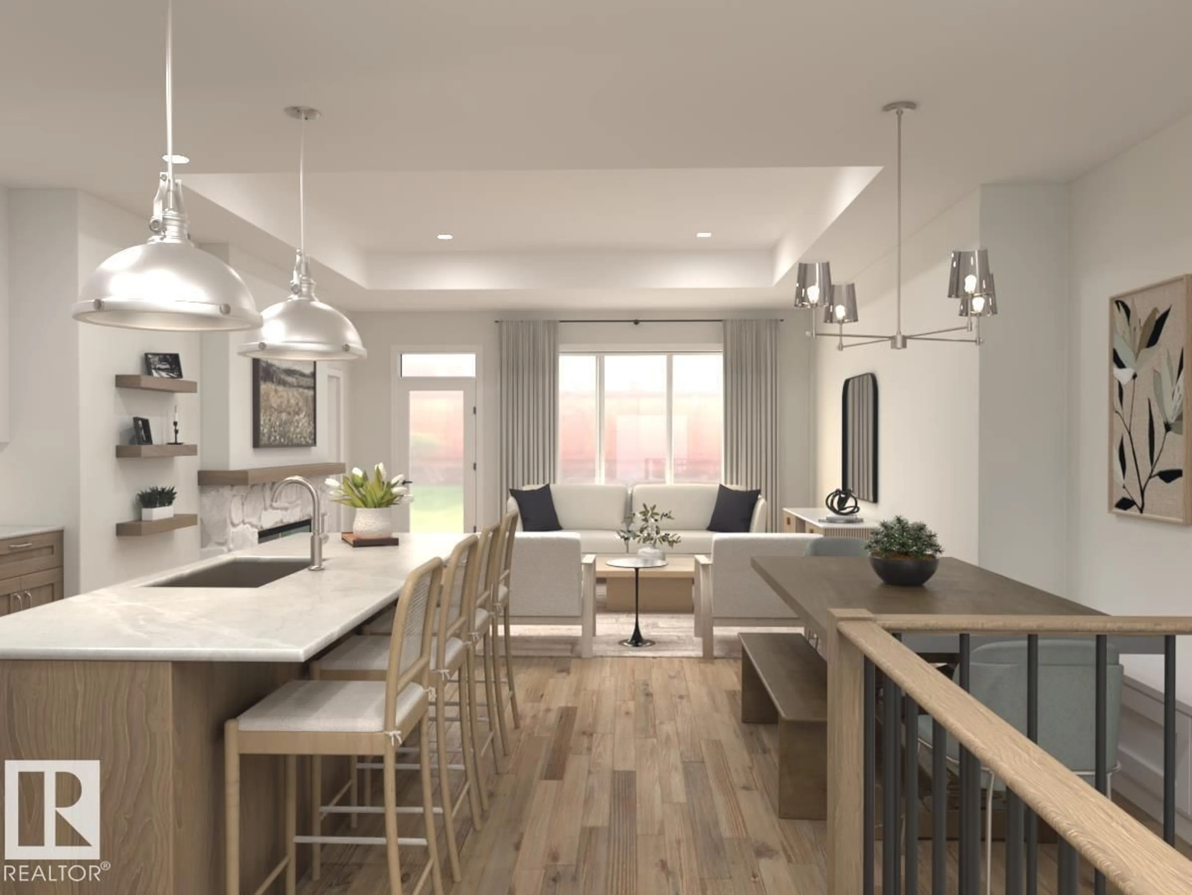 Open concept kitchen, wood/laminate floor for 13 NEWBURY CI, Sherwood Park Alberta T8B0G1