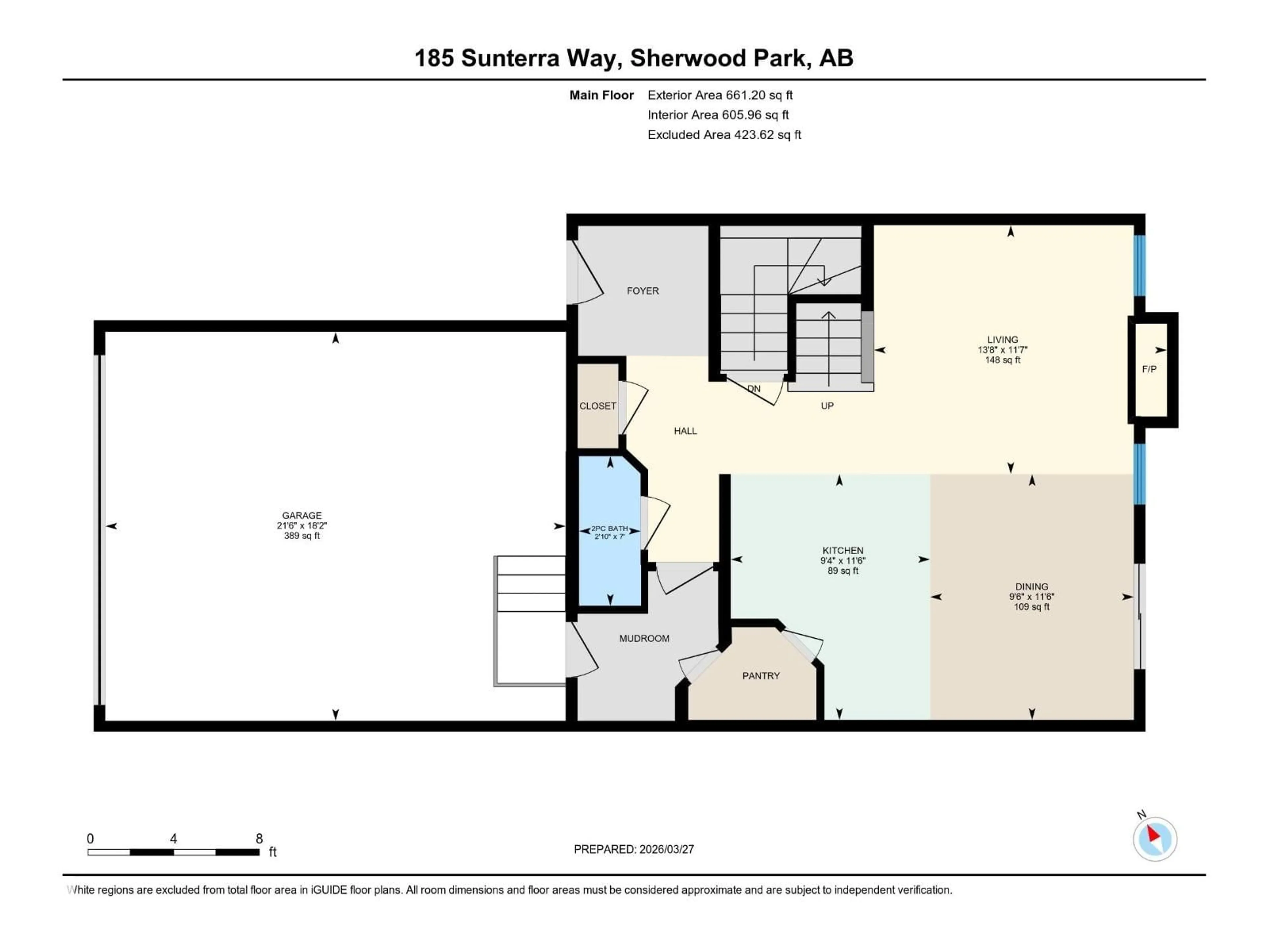 Floor plan for 185 SUNTERRA WY, Sherwood Park Alberta T8H0T9