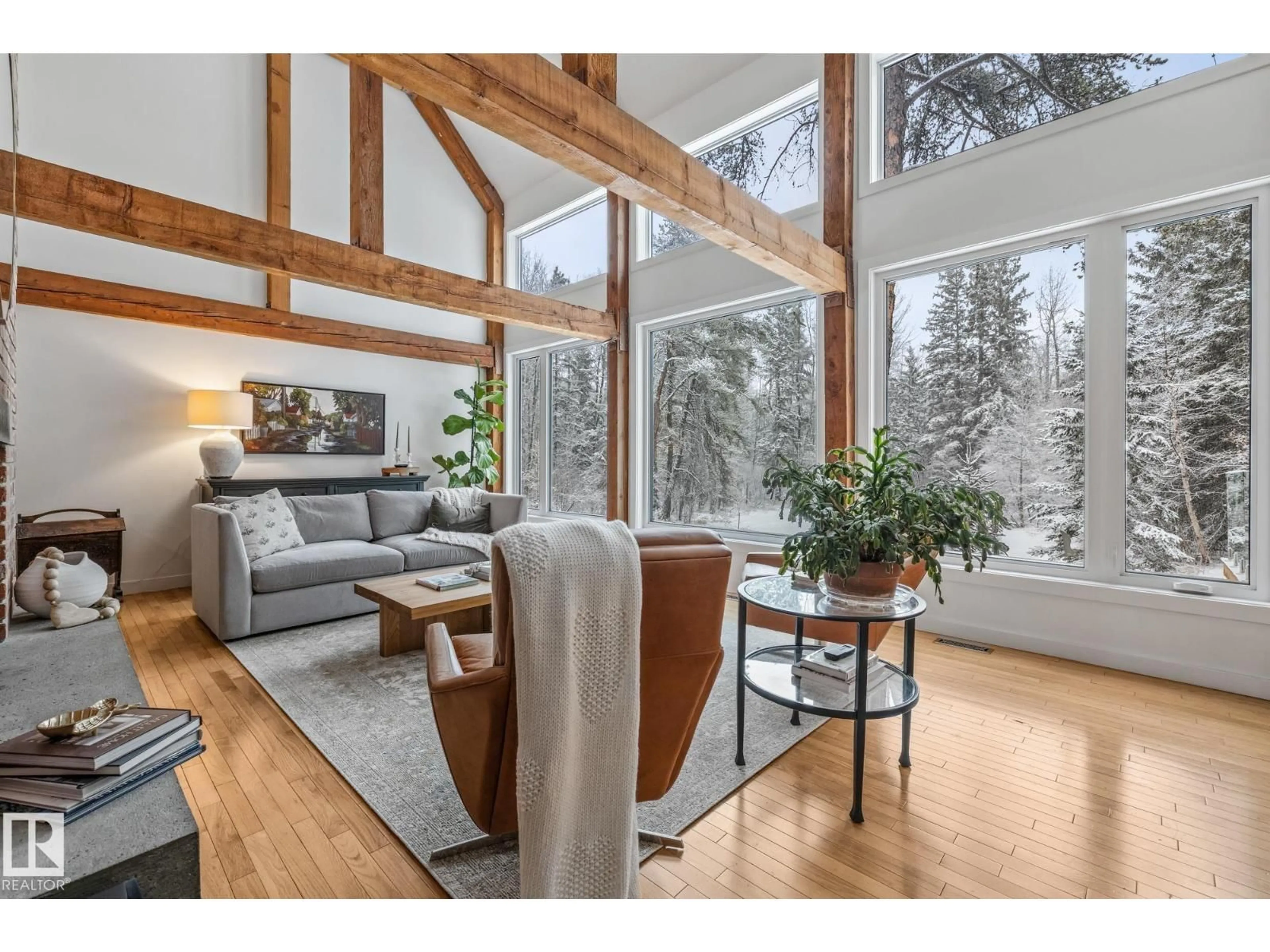 Living room with furniture, wood/laminate floor for #3 - 26204 TWP ROAD 512, Rural Parkland County Alberta T7Y1C5