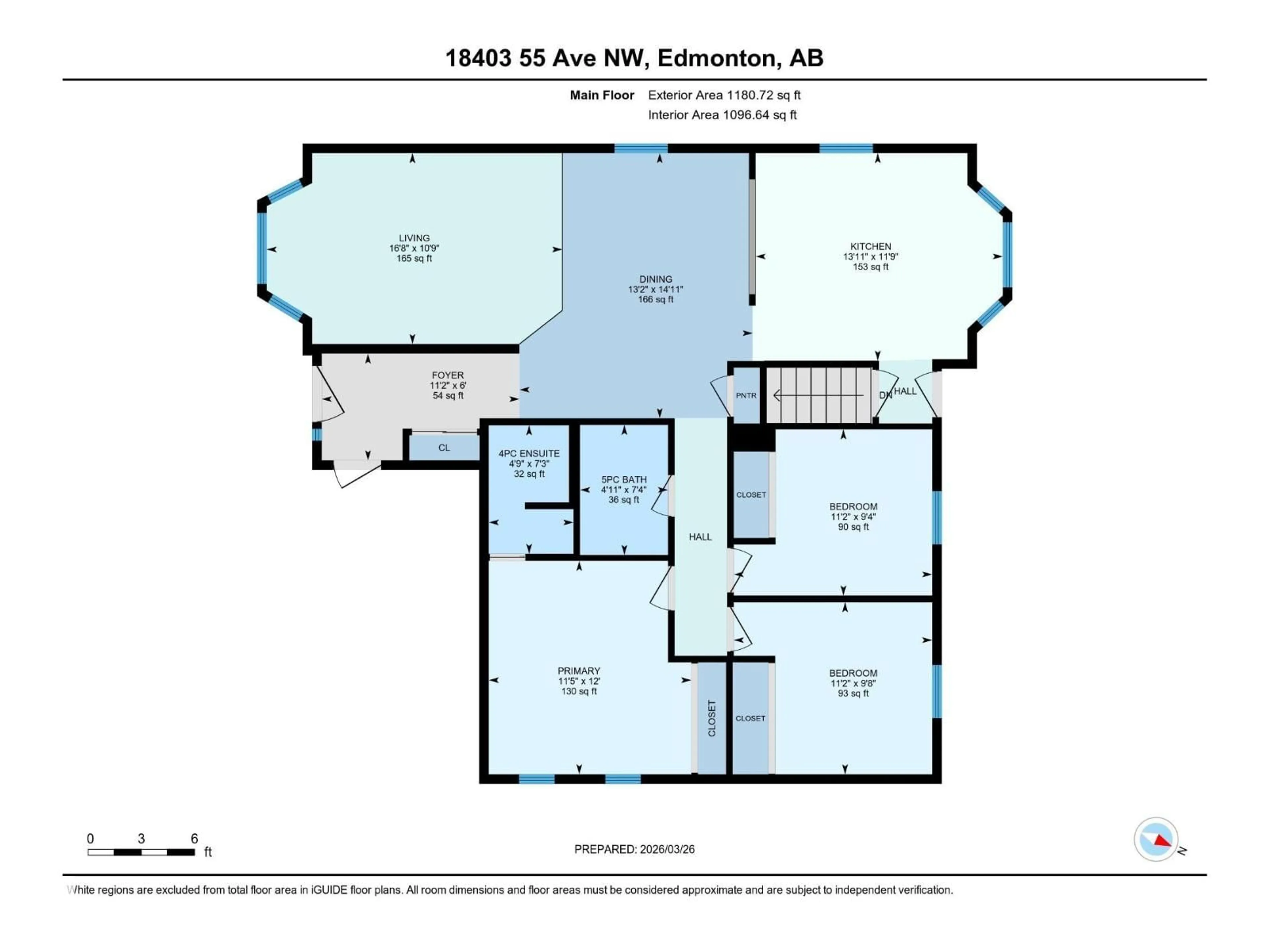 Floor plan for 18403 55 AV, Edmonton Alberta T6M1Y8