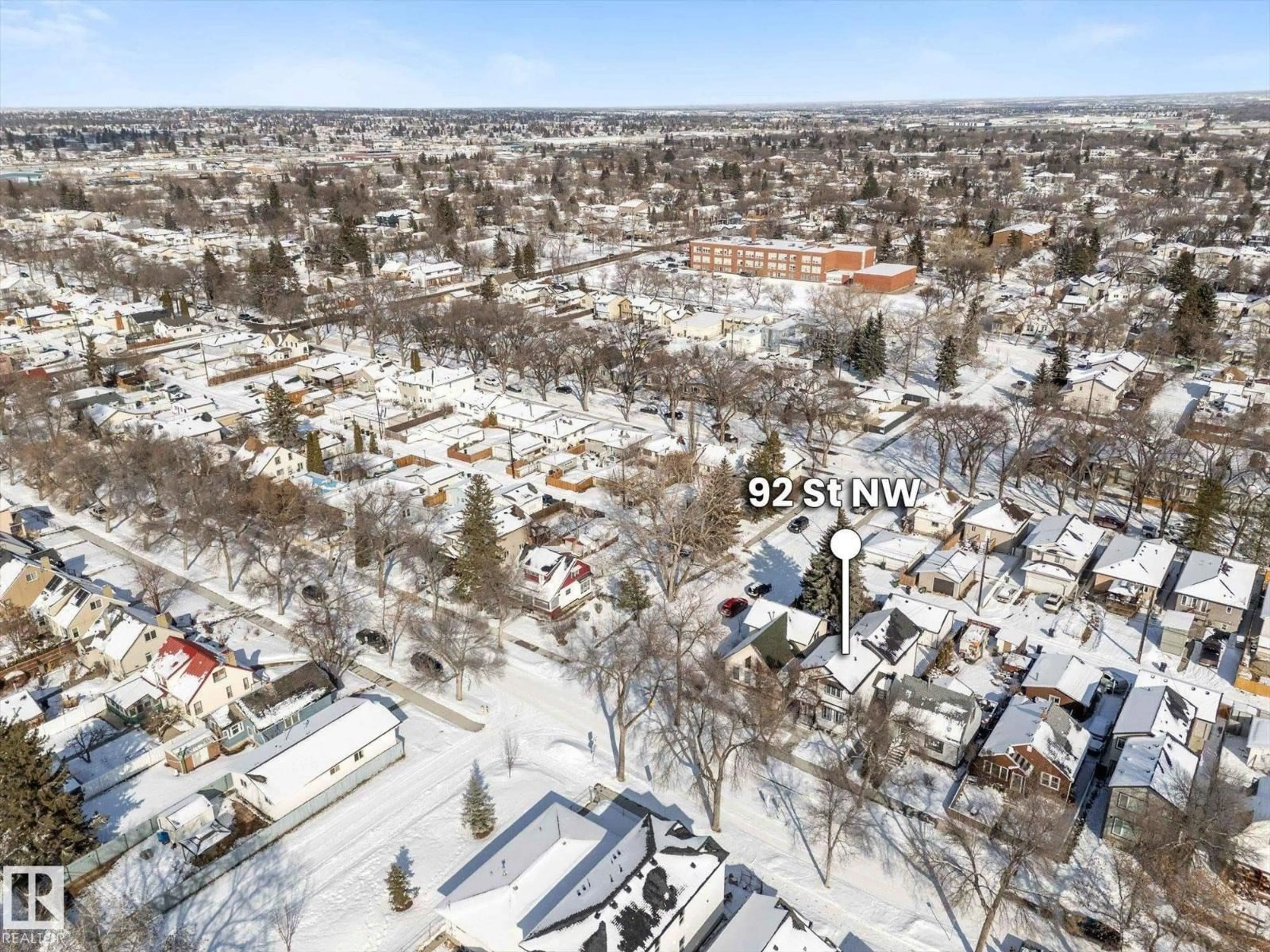 A pic from outside/outdoor area/front of a property/back of a property/a pic from drone, street for 12033 92 ST, Edmonton Alberta T5G1A8