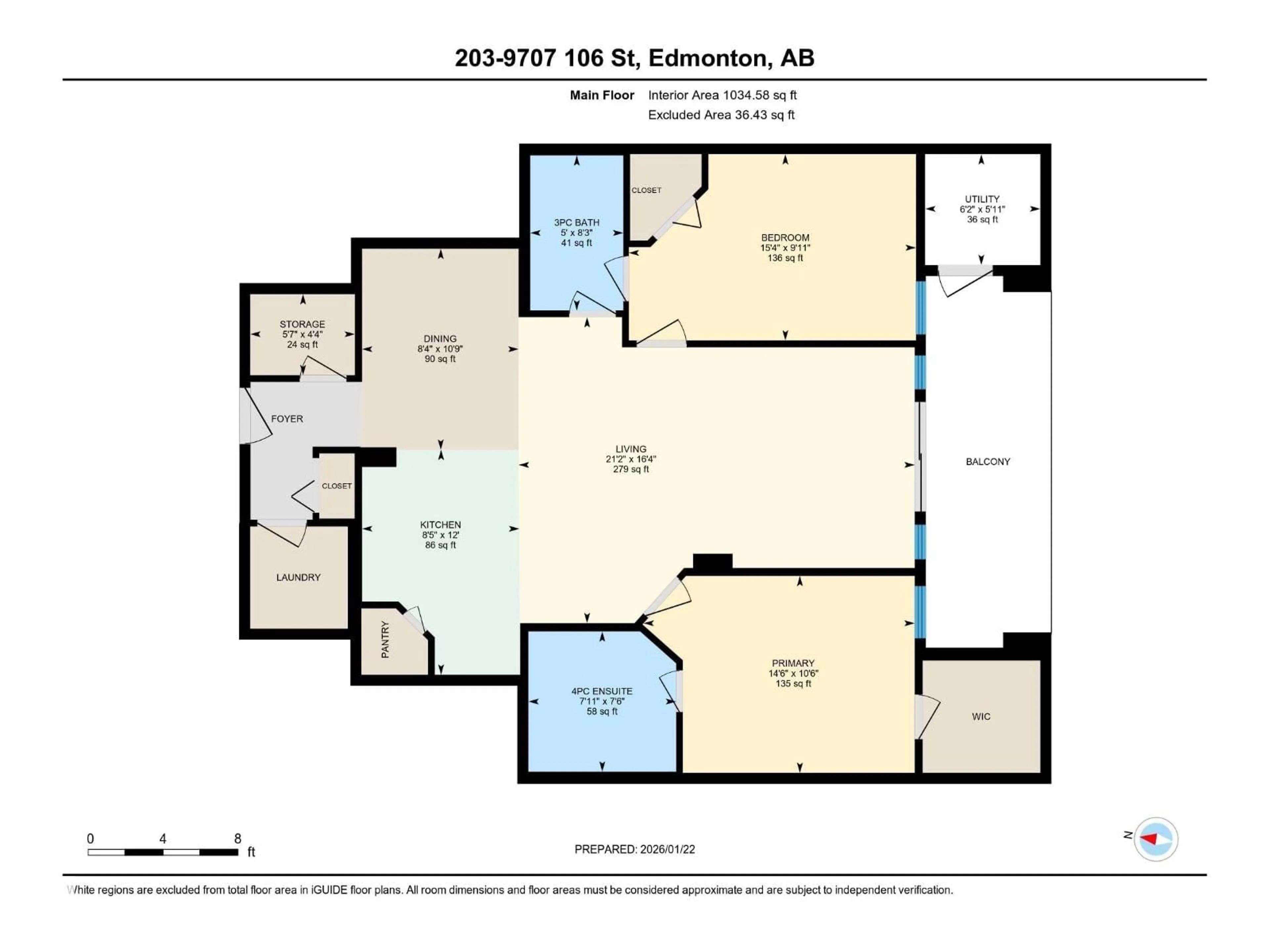 Floor plan for 203 - 9707 106 ST, Edmonton Alberta T5K0B7