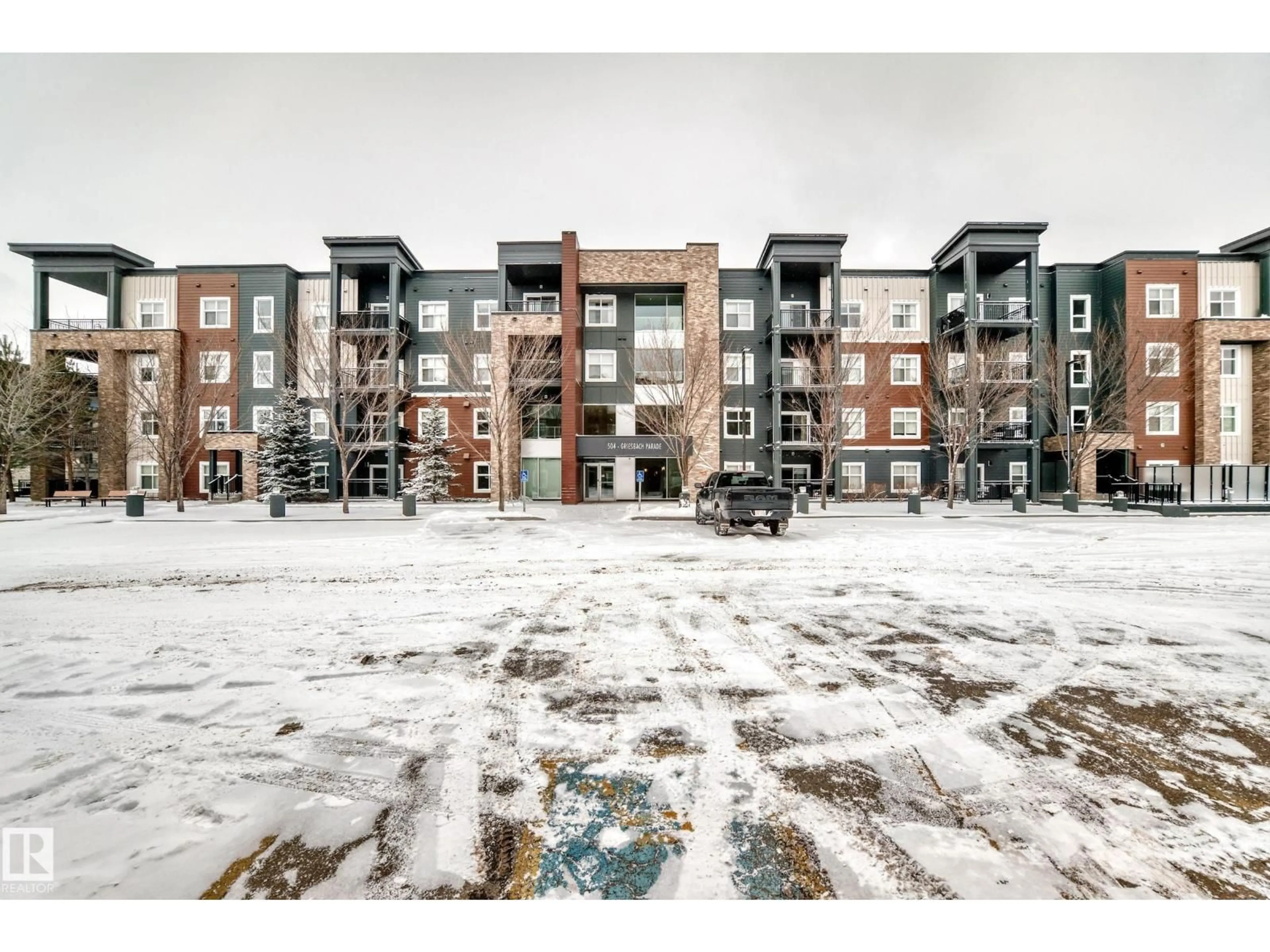 A pic from outside/outdoor area/front of a property/back of a property/a pic from drone, building for 406 - 504 GRIESBACH PARADE PR, Edmonton Alberta T5E6V9