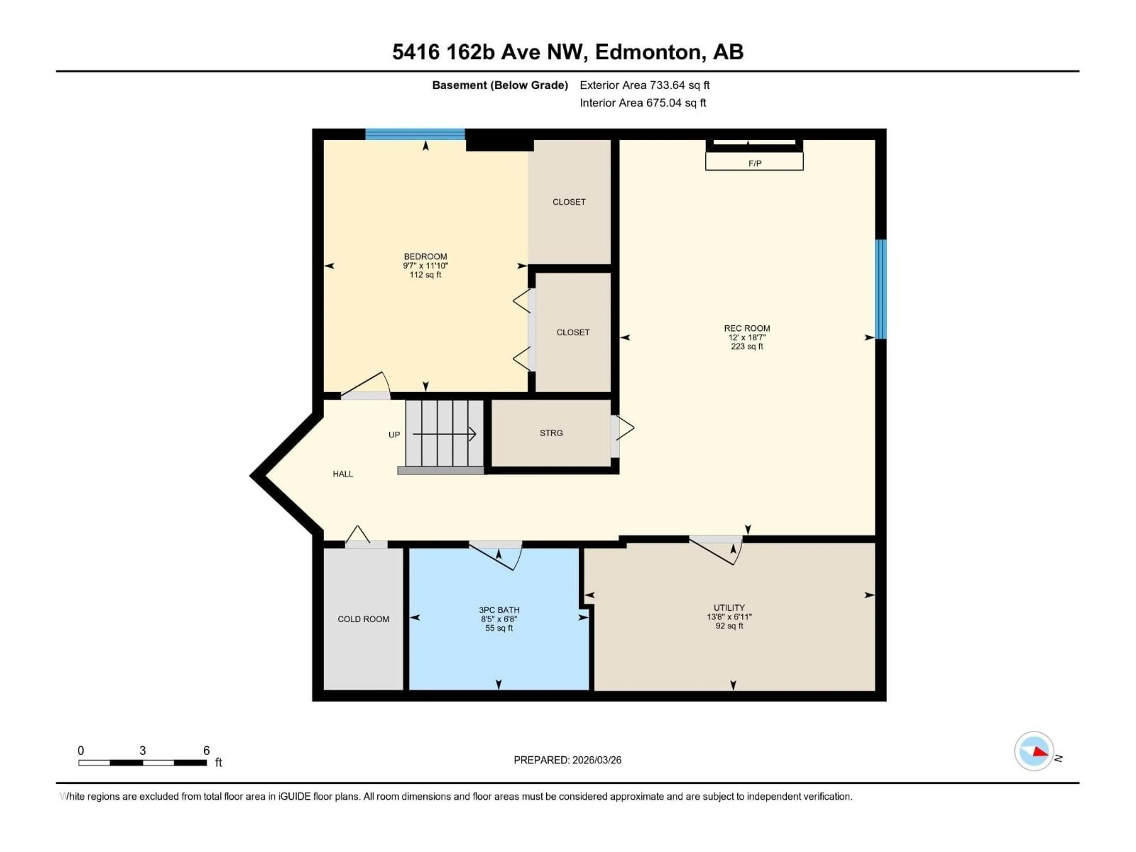 Floor plan for NW - 5416 162B AV, Edmonton Alberta T5Y0G2