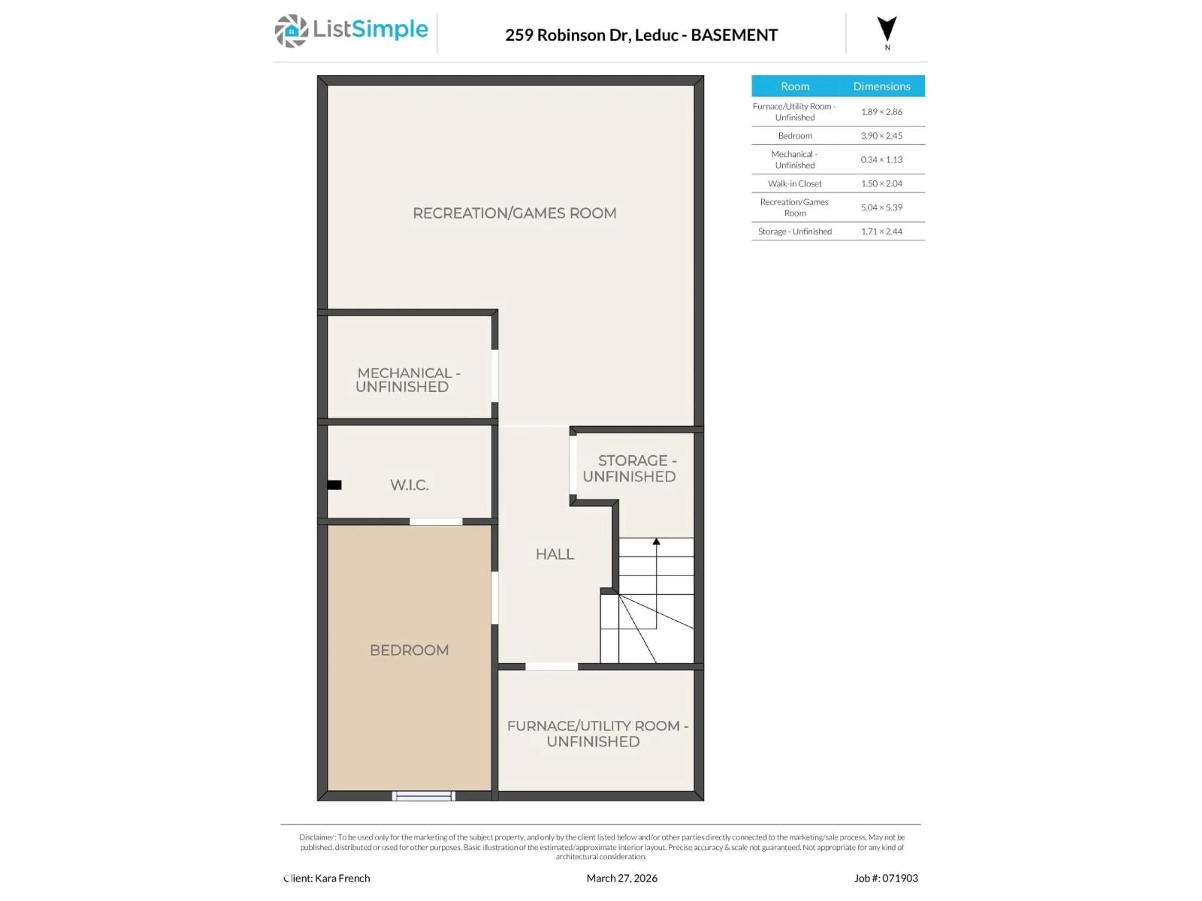 Floor plan for 259 ROBINSON DR, Leduc Alberta T9E0S7