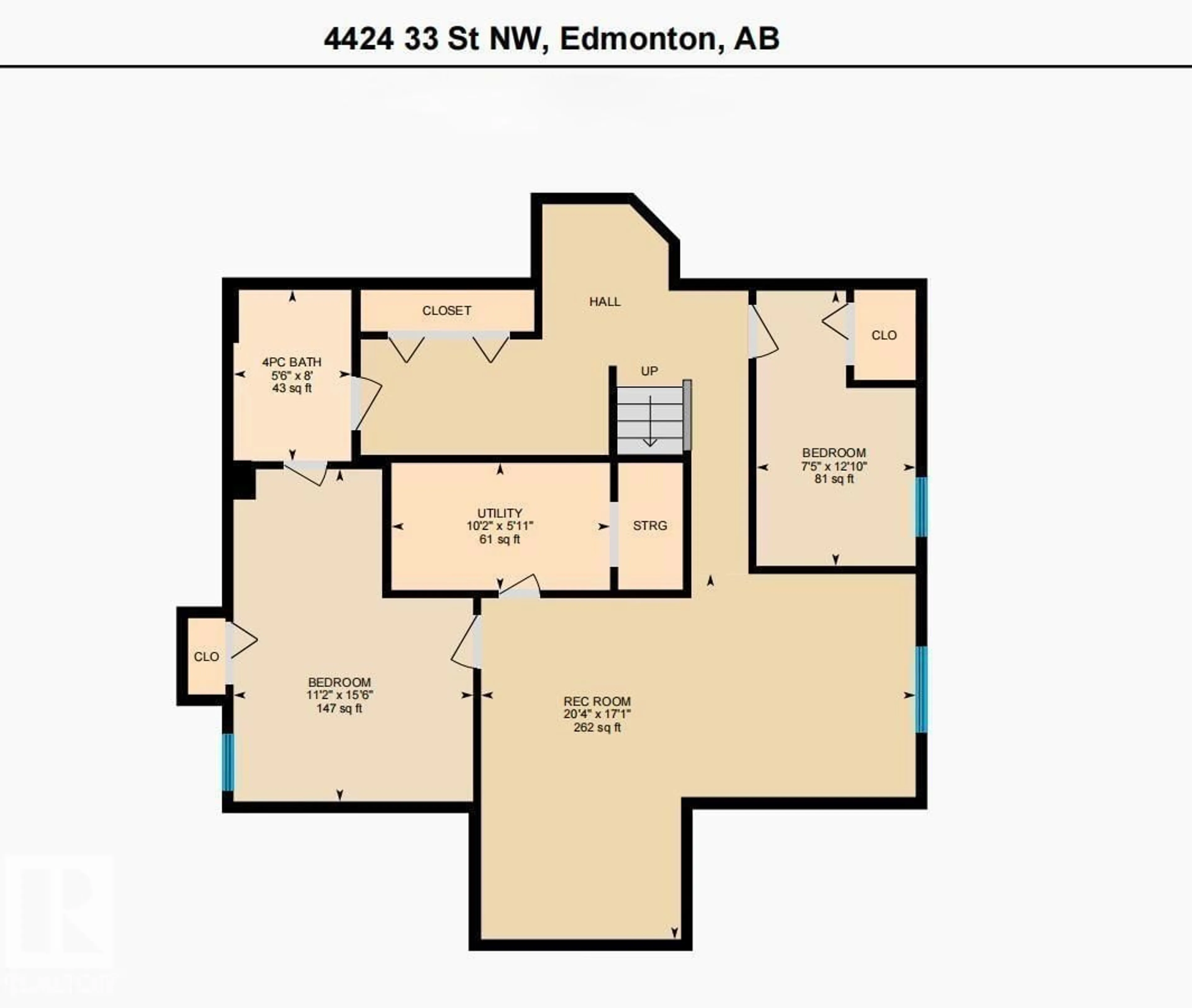 Floor plan for 4424 33 ST, Edmonton Alberta T6T1E9