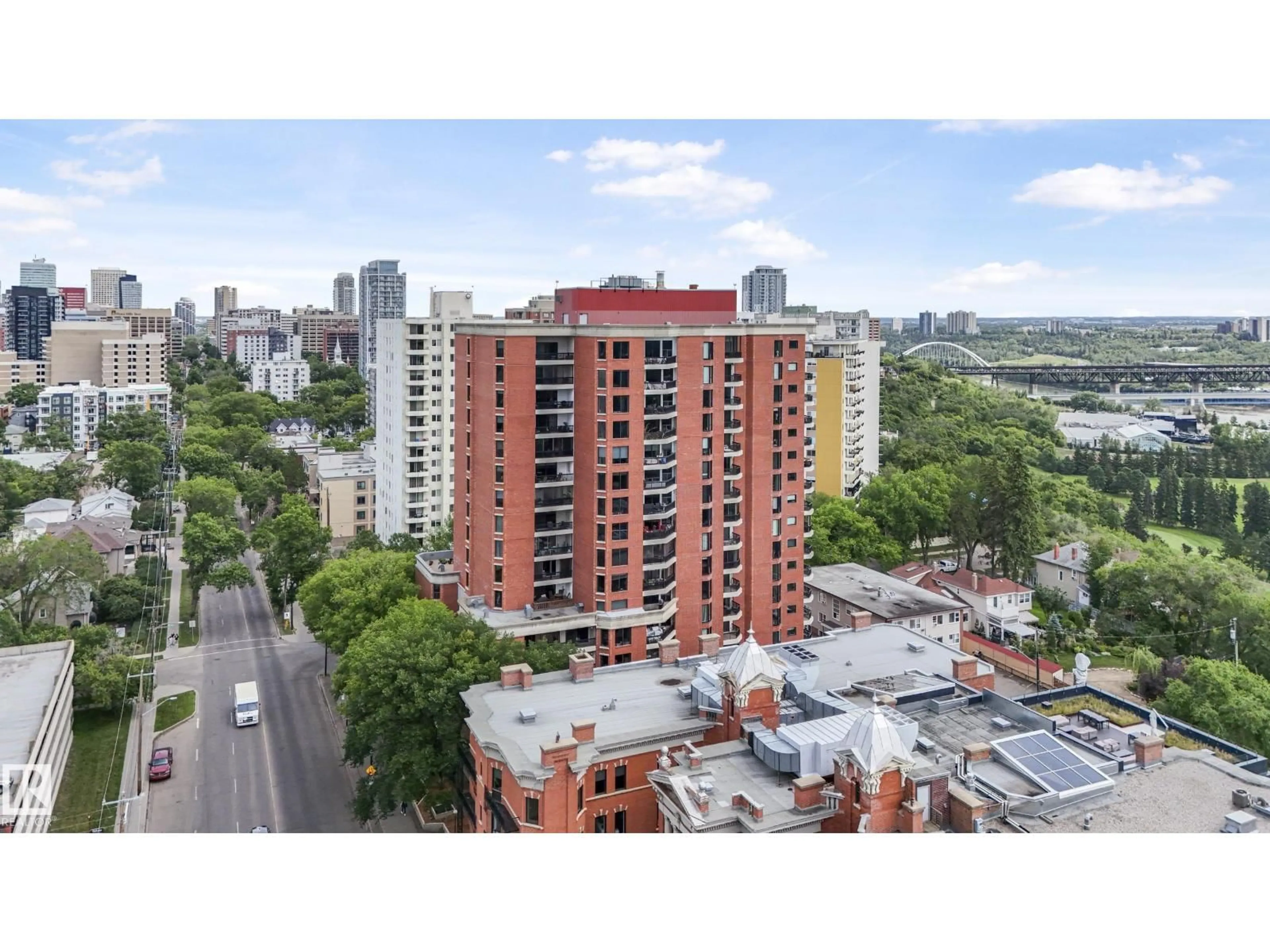 A pic from outside/outdoor area/front of a property/back of a property/a pic from drone, city buildings view from balcony for 701 - 11503 100 AV, Edmonton Alberta T5K2K7