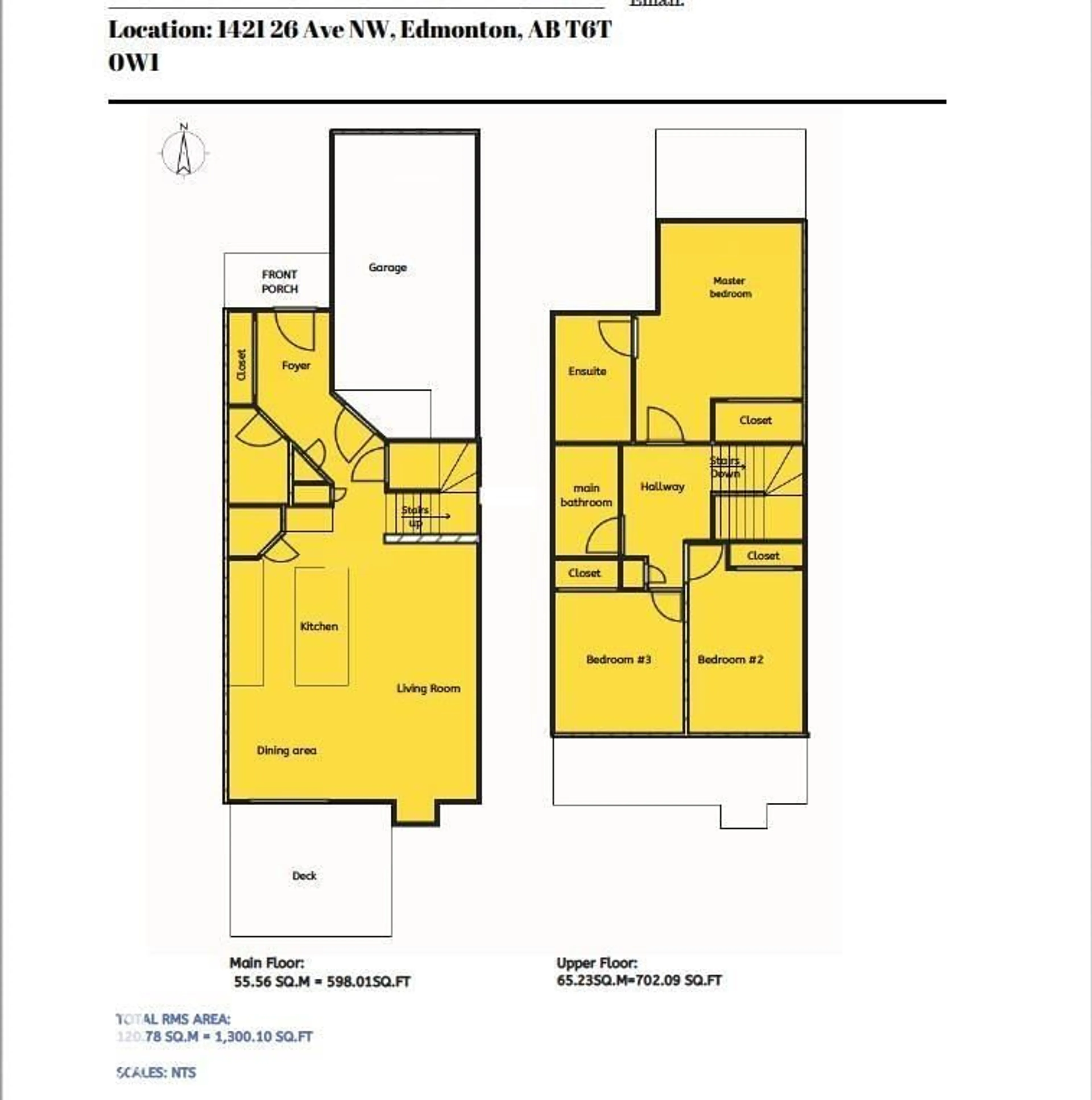Floor plan for 1421 26 AV, Edmonton Alberta T6T0W1