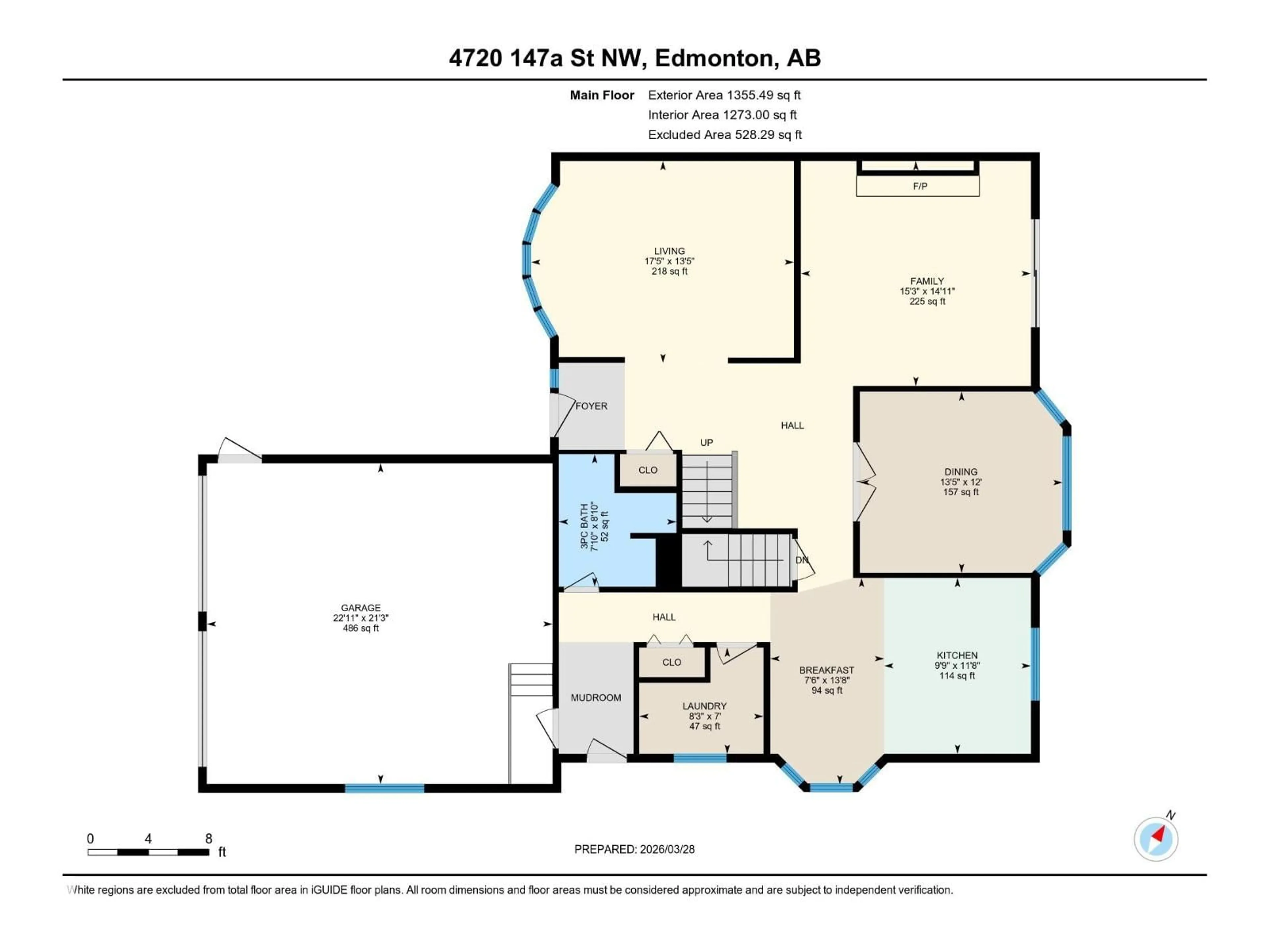 Floor plan for NW - 4720 147A ST, Edmonton Alberta T6H5M1