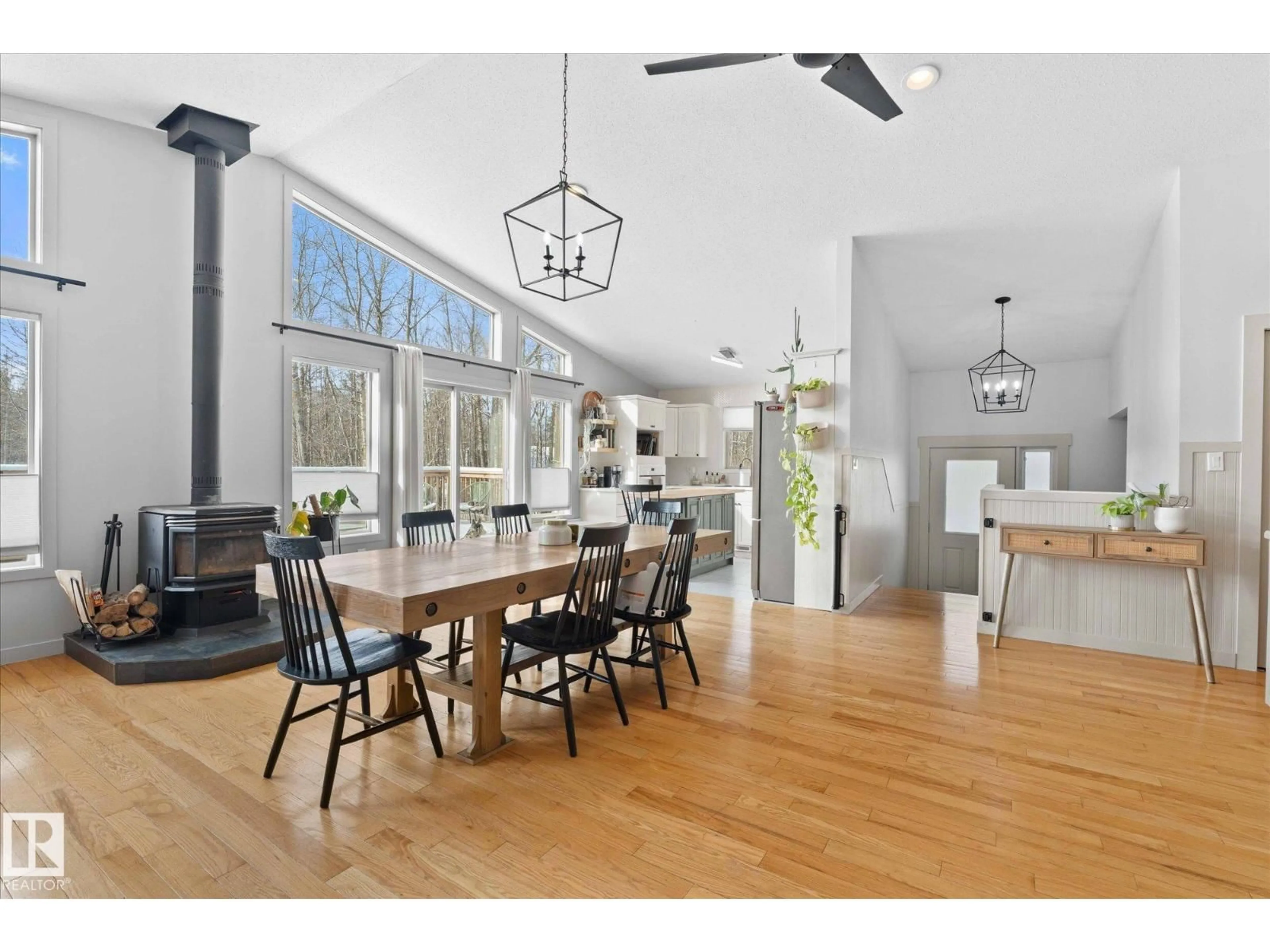 Open concept kitchen, wood/laminate floor for 54027 HWY 43, Rural Lac Ste. Anne County Alberta T0E1V0