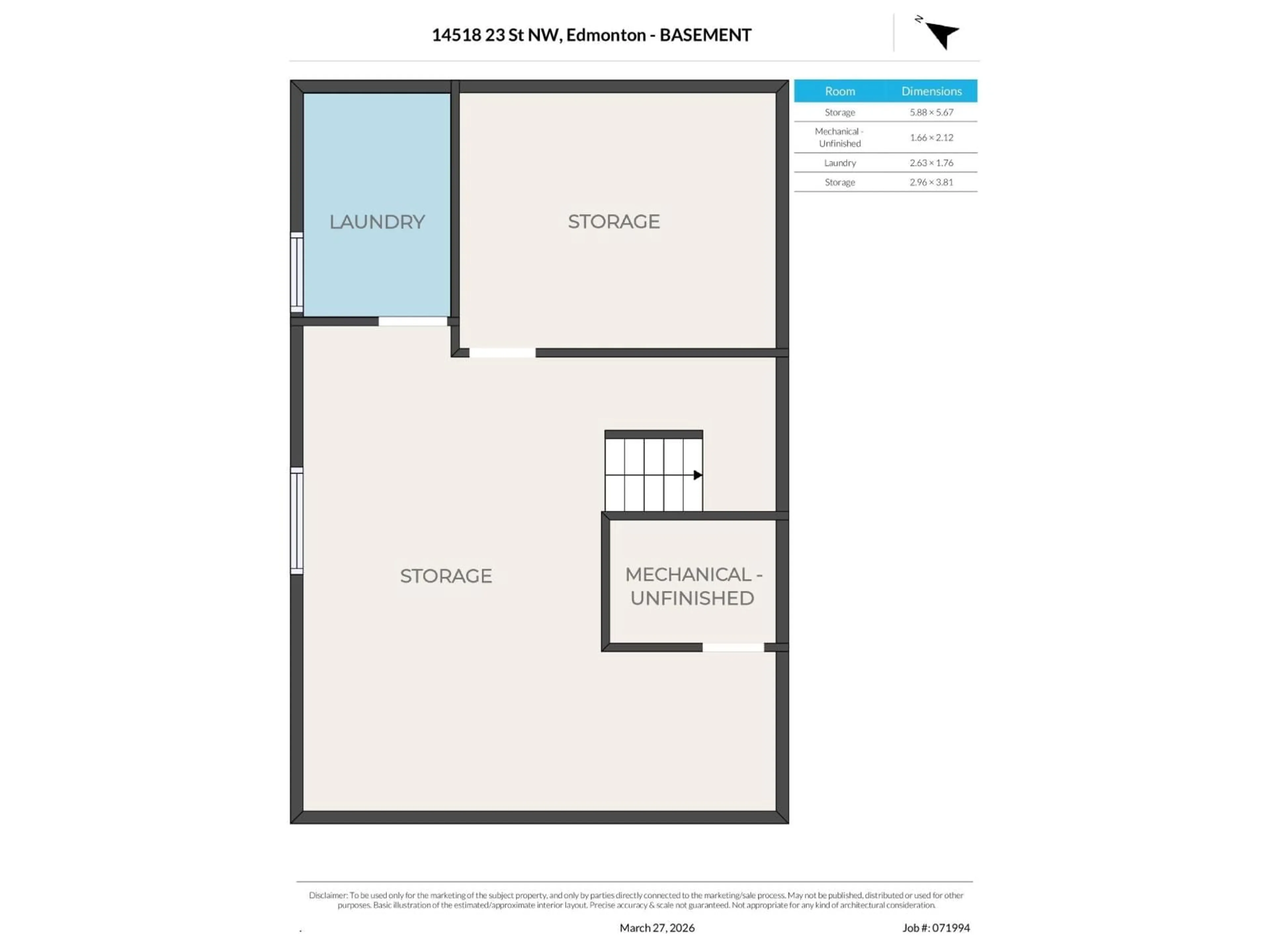 Floor plan for NW - 14518 23 ST, Edmonton Alberta T5Y1T5