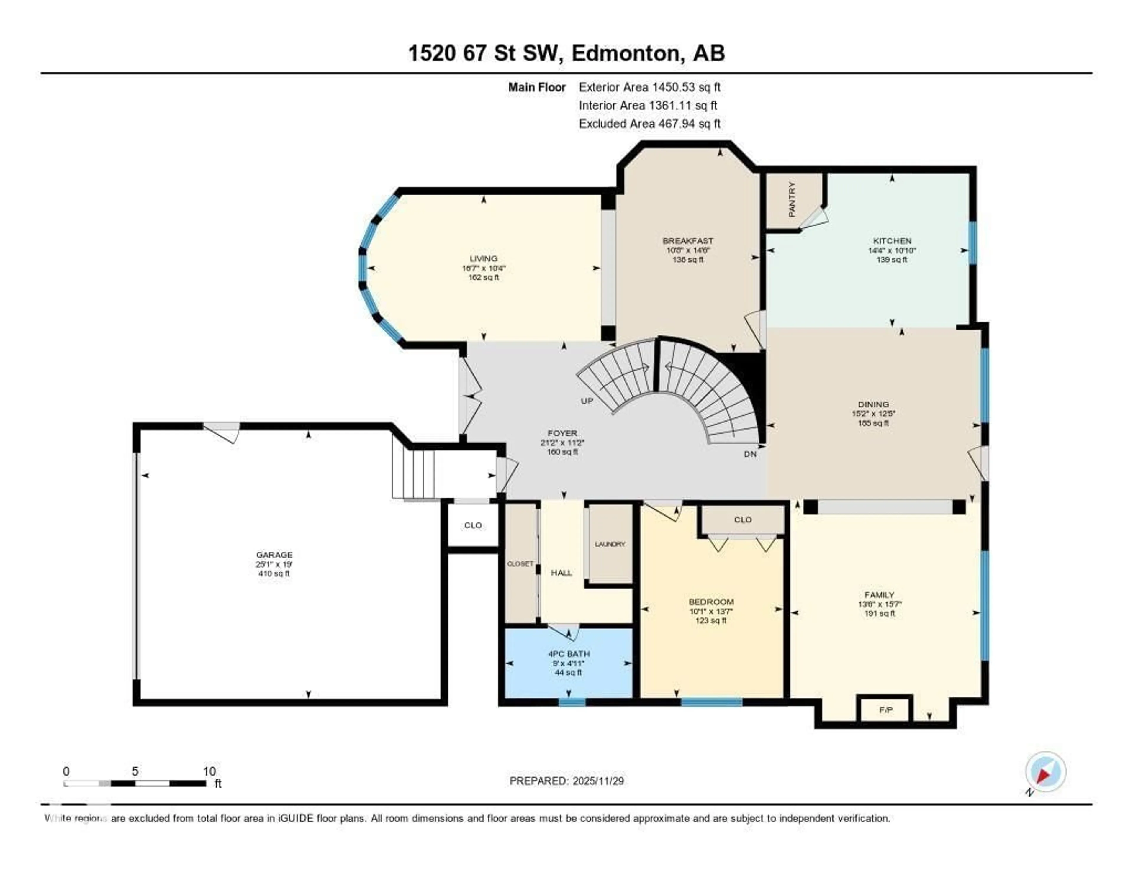 Floor plan for SW - 1520 67 ST, Edmonton Alberta T6X0G8