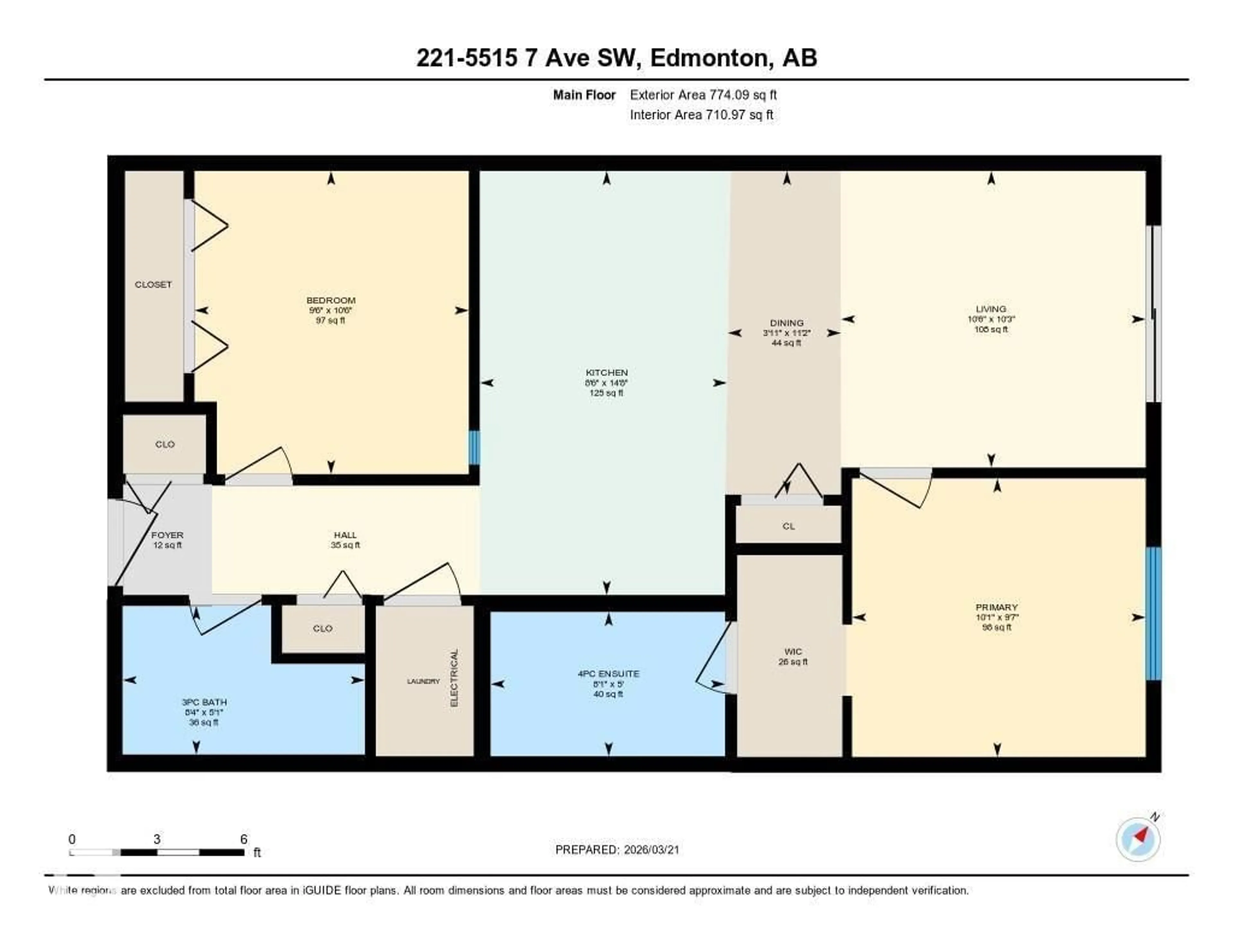 Floor plan for #221 - 5515 7 AV SW, Edmonton Alberta T6X2A8