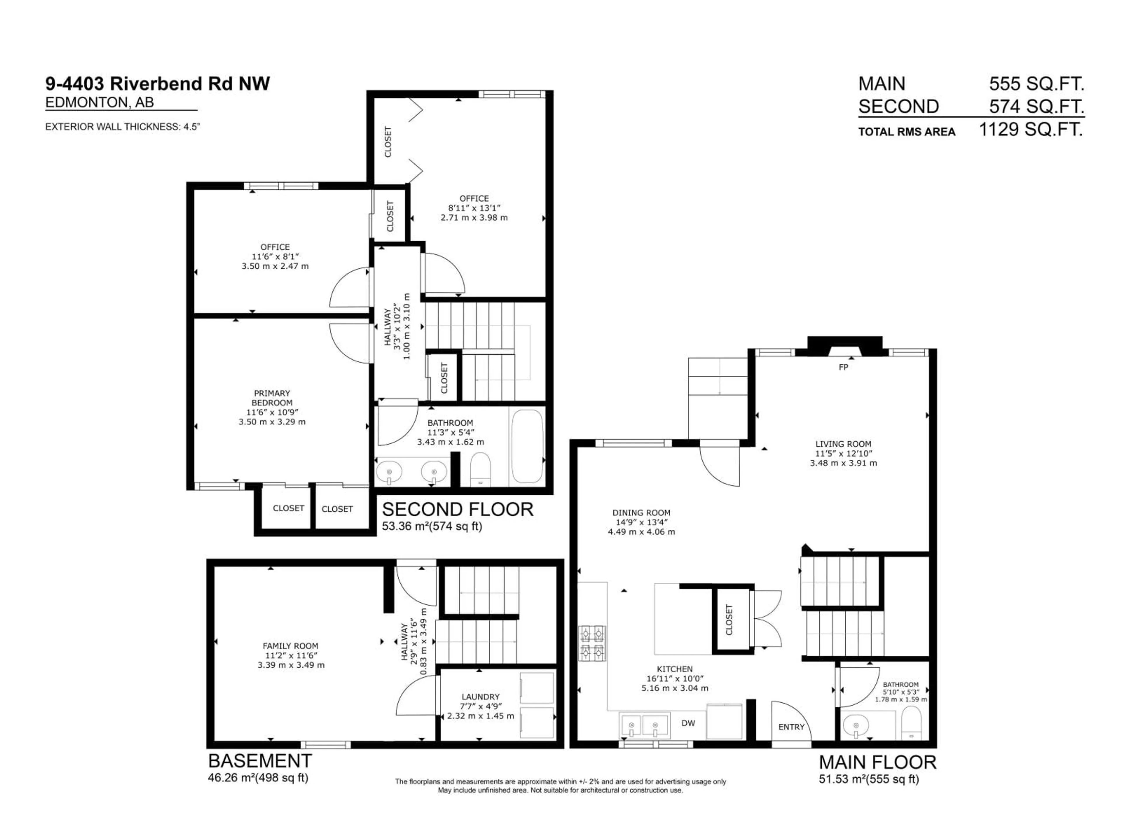 Floor plan for #9 - 4403 RIVERBEND RD, Edmonton Alberta T6H5S9