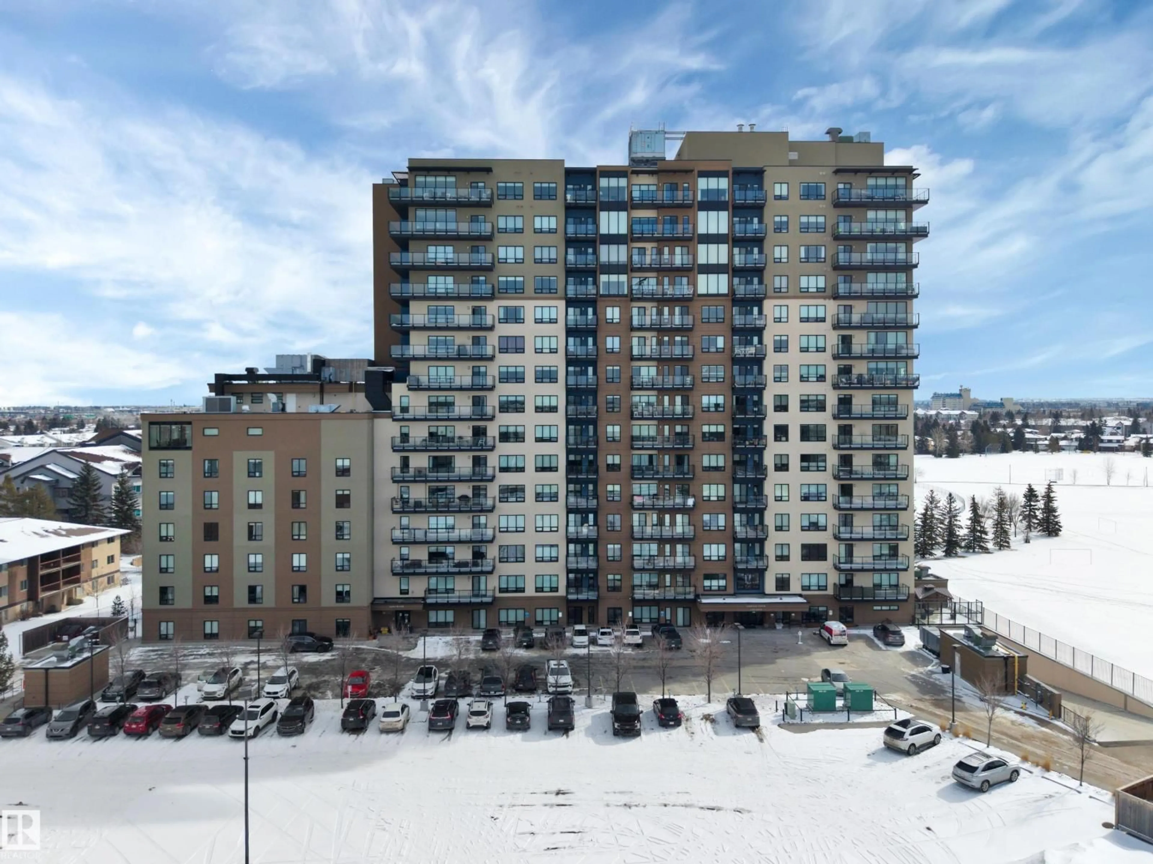 A pic from outside/outdoor area/front of a property/back of a property/a pic from drone, city buildings view from balcony for 1101 - 2755 109 ST, Edmonton Alberta T6J5S4