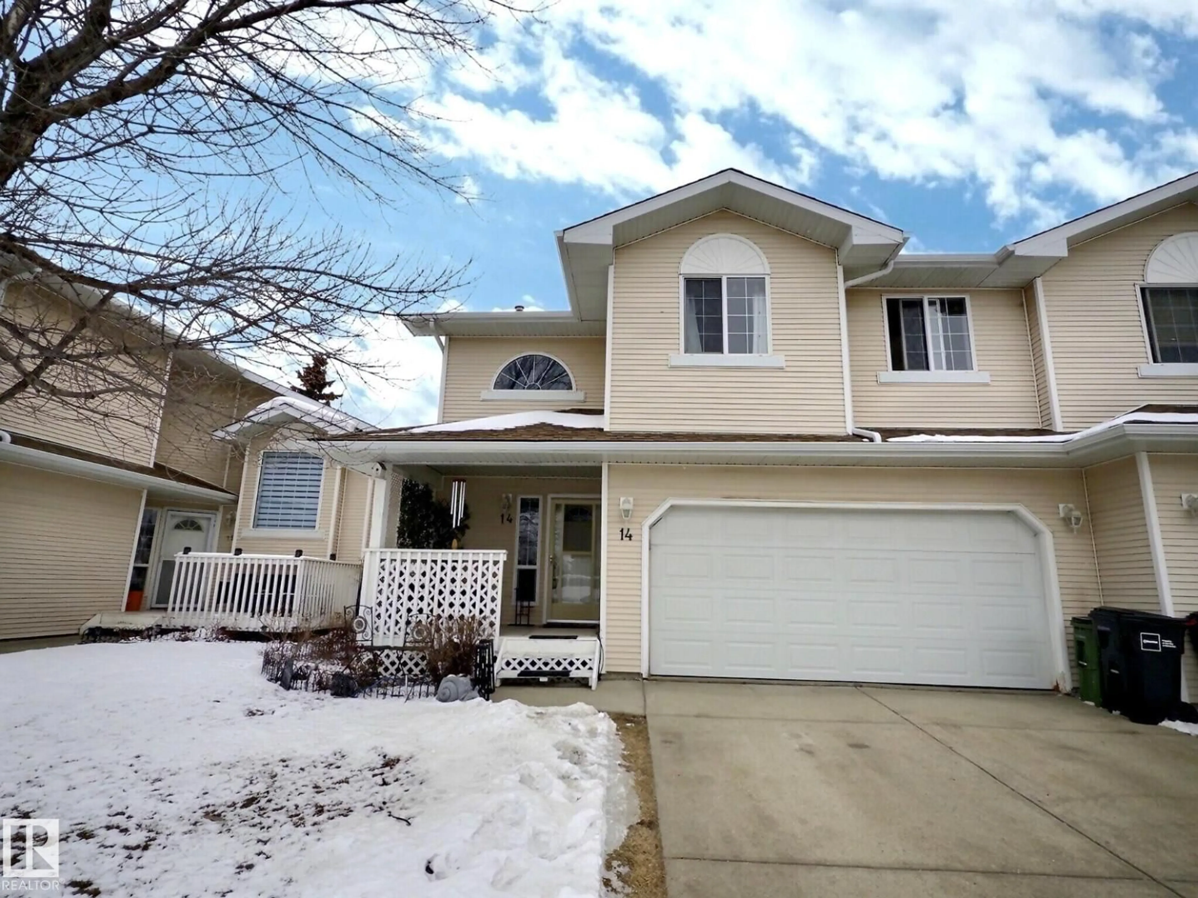 Home with vinyl exterior material, street for #14 - 6608 158 AV NW, Edmonton Alberta T5Z3H1