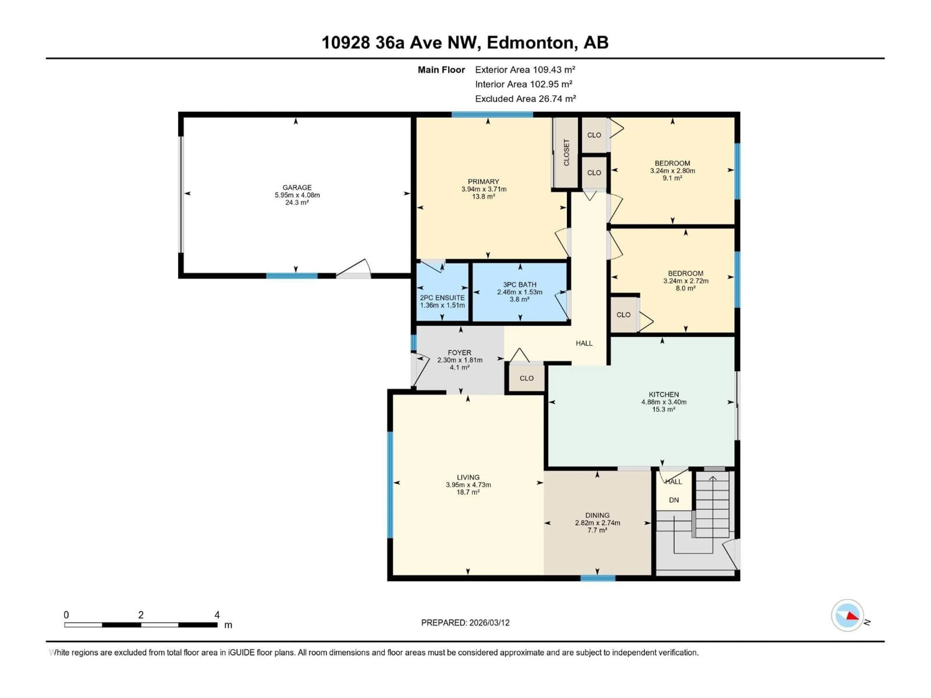 Floor plan for 10928 36A AV, Edmonton Alberta T6J0E4