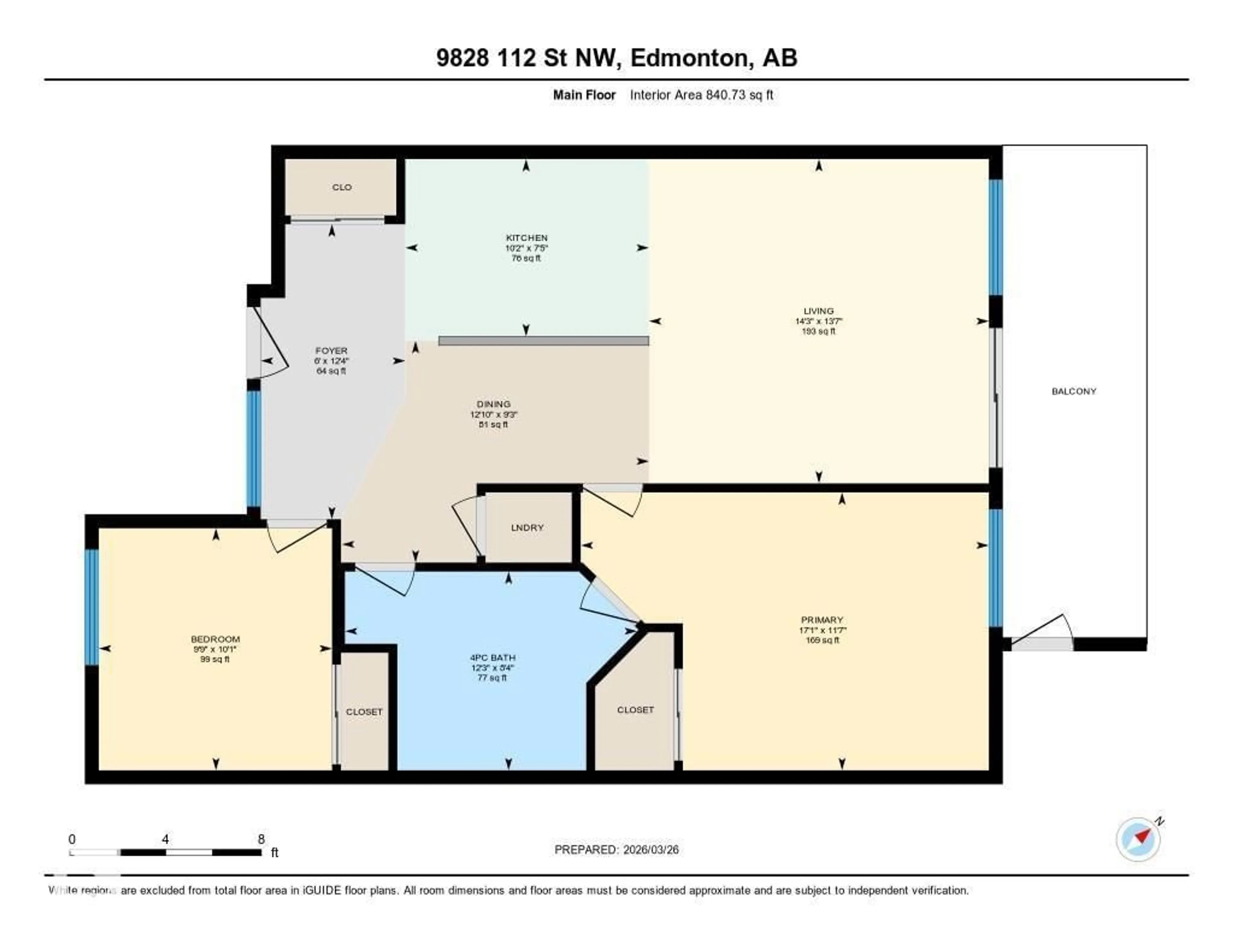 Floor plan for #211 - 9828 112 ST, Edmonton Alberta T5K1L4