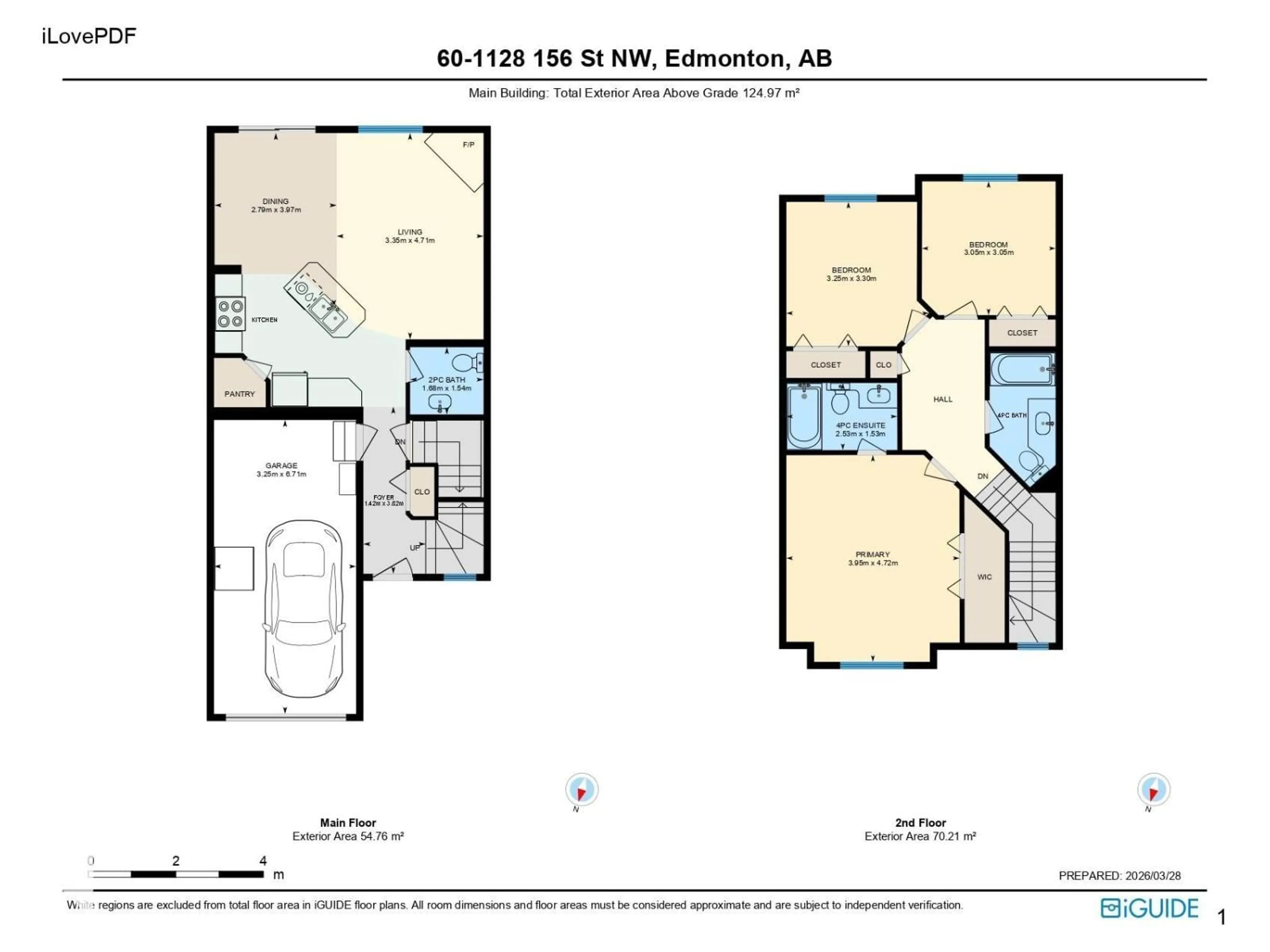 Floor plan for #60 - 1128 156 ST, Edmonton Alberta T6R0C9
