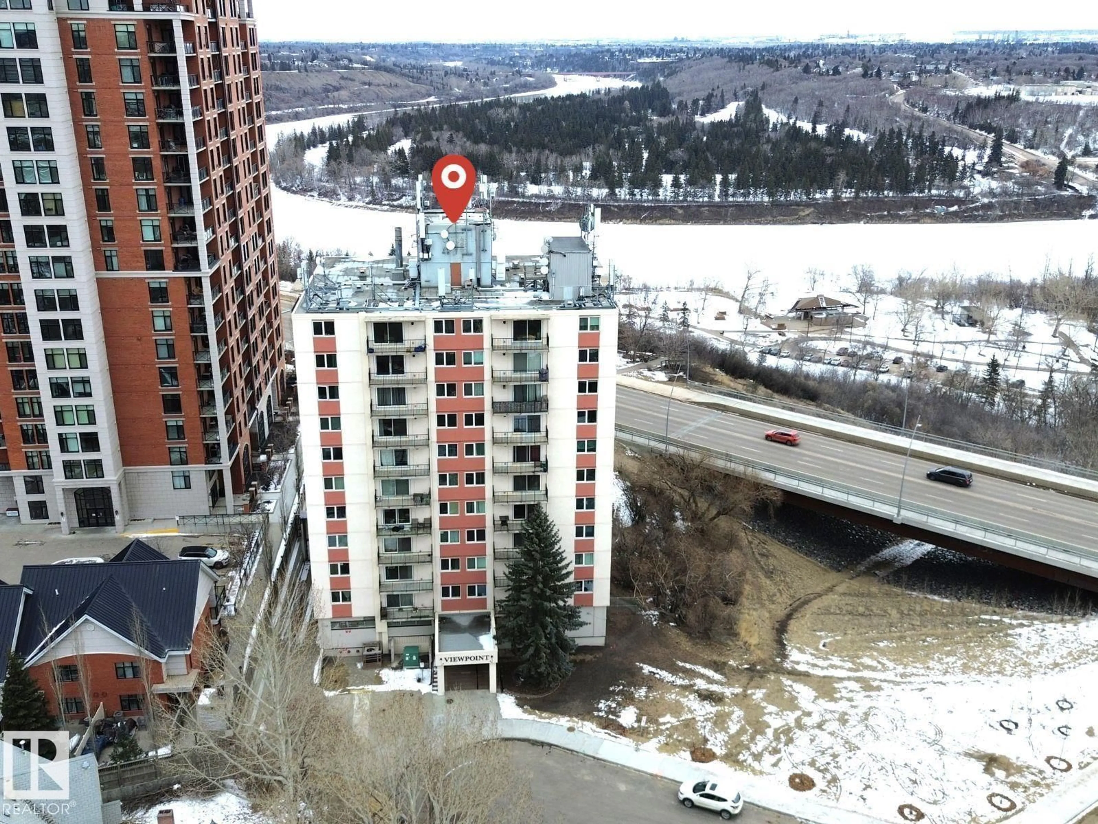 Balcony in the apartment, city buildings view from balcony for #804 - 9028 JASPER AV, Edmonton Alberta T5H3Y6
