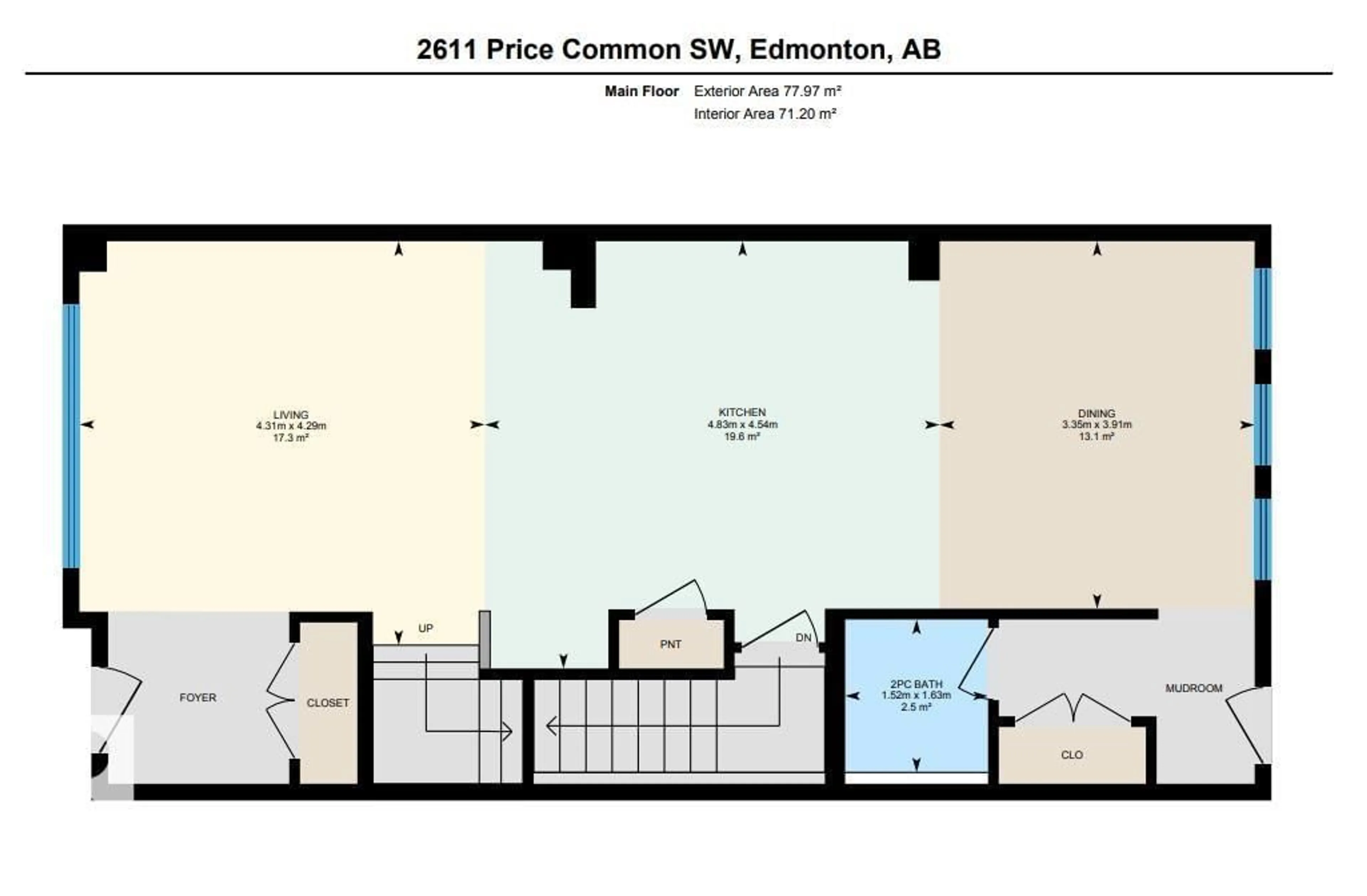 Floor plan for SW - 2611 PRICE CM, Edmonton Alberta T6W3P9