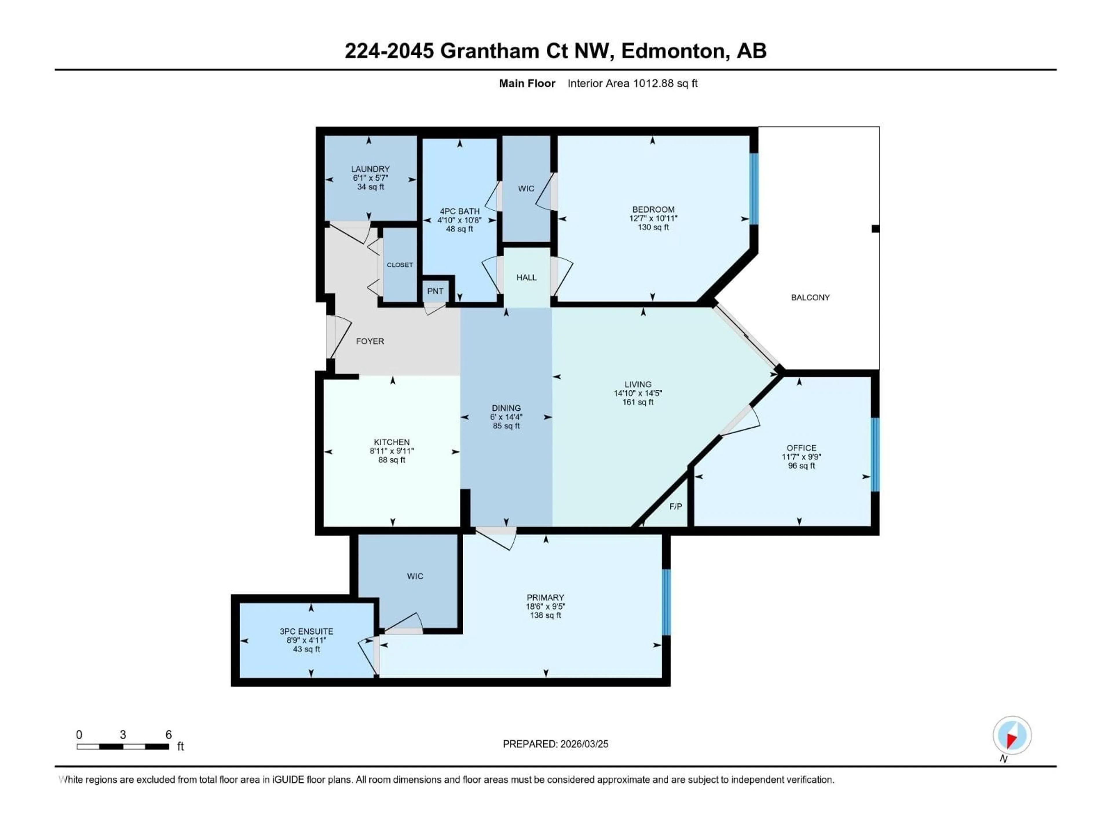Floor plan for 2045 - 224 GRANTHAM CO, Edmonton Alberta T5T3X6