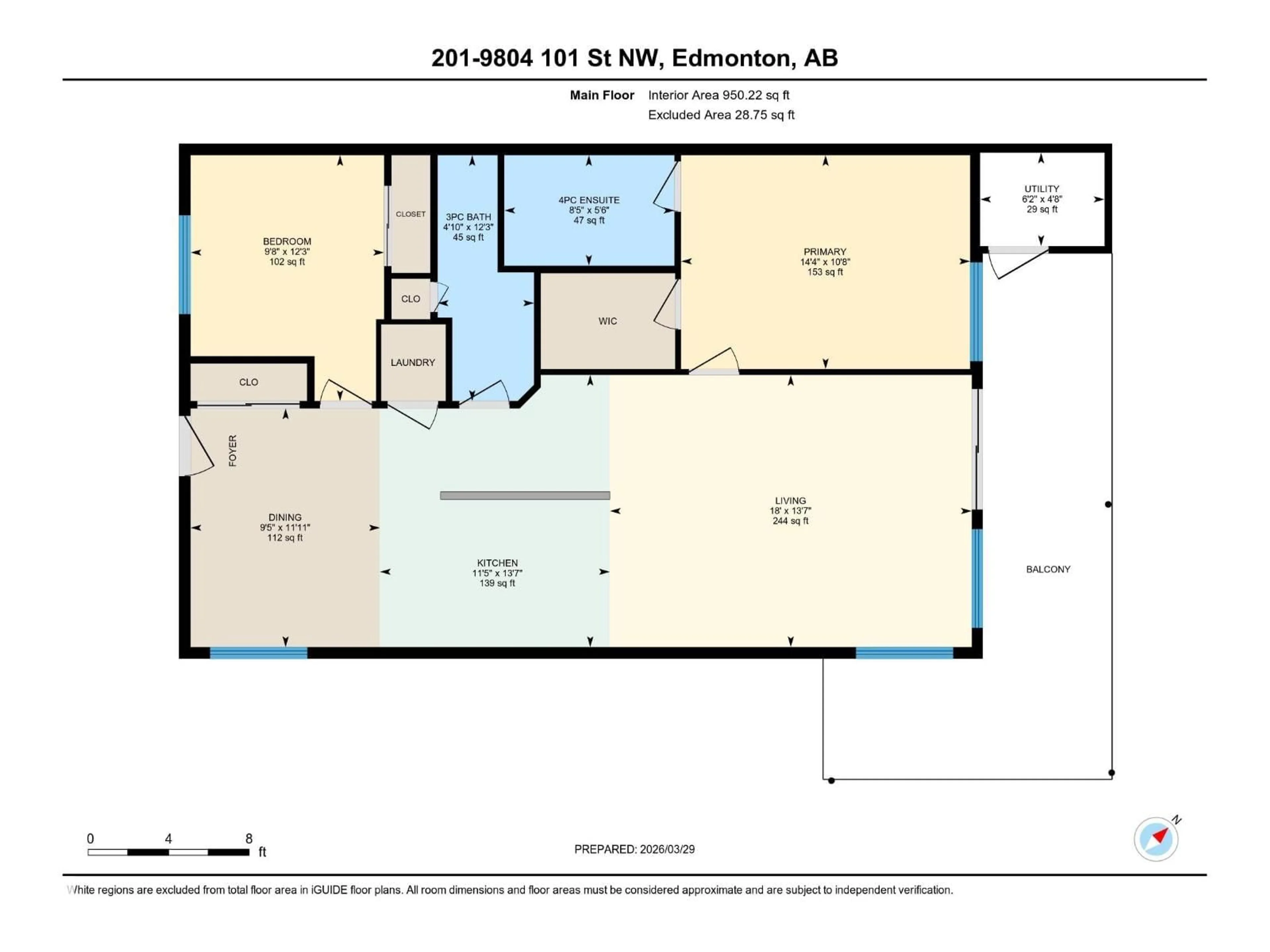 Floor plan for 201 - 9804 101 ST, Edmonton Alberta T5K2R6