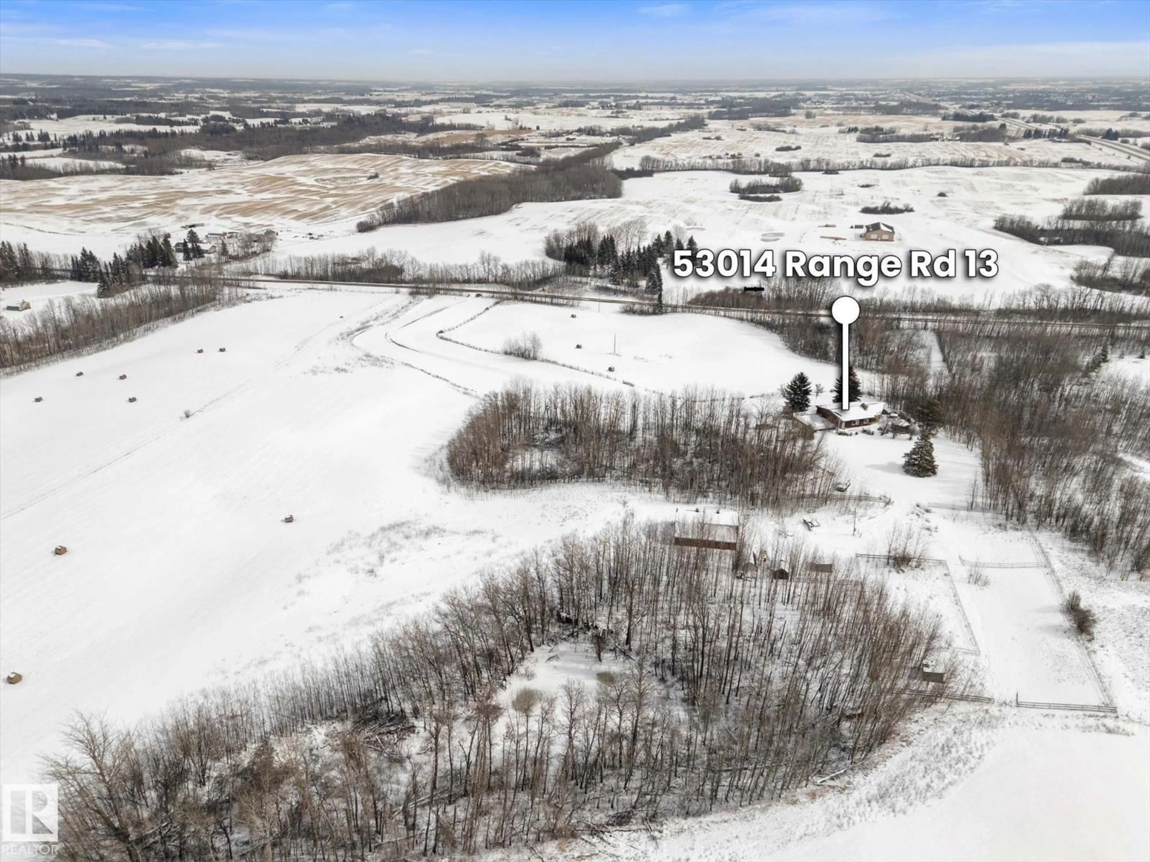 A pic from outside/outdoor area/front of a property/back of a property/a pic from drone, water/lake/river/ocean view for 53014 RGE ROAD 13, Rural Parkland County Alberta T7Y2T2