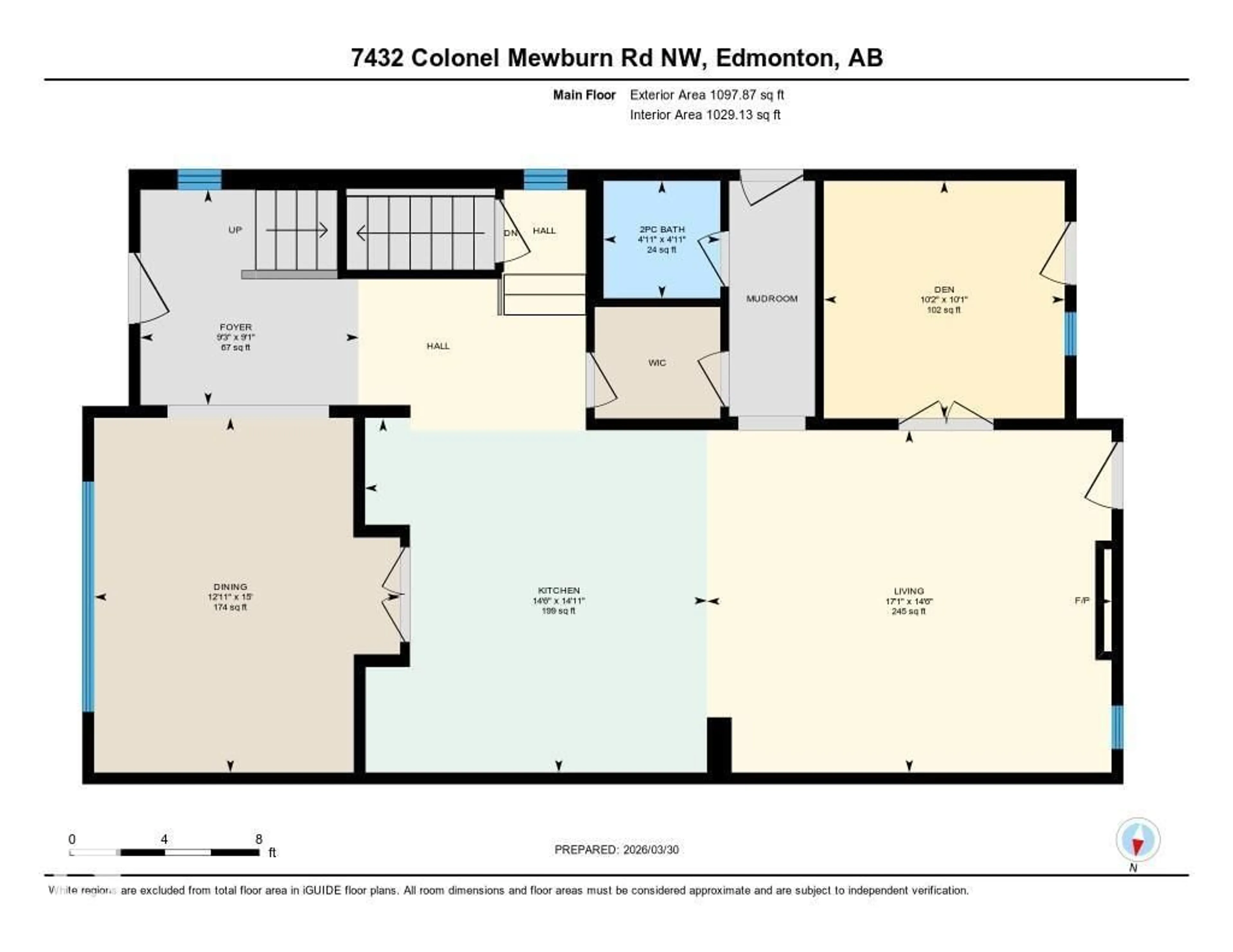 Floor plan for 7432 COLONEL MEWBURN RD, Edmonton Alberta T5E6V6