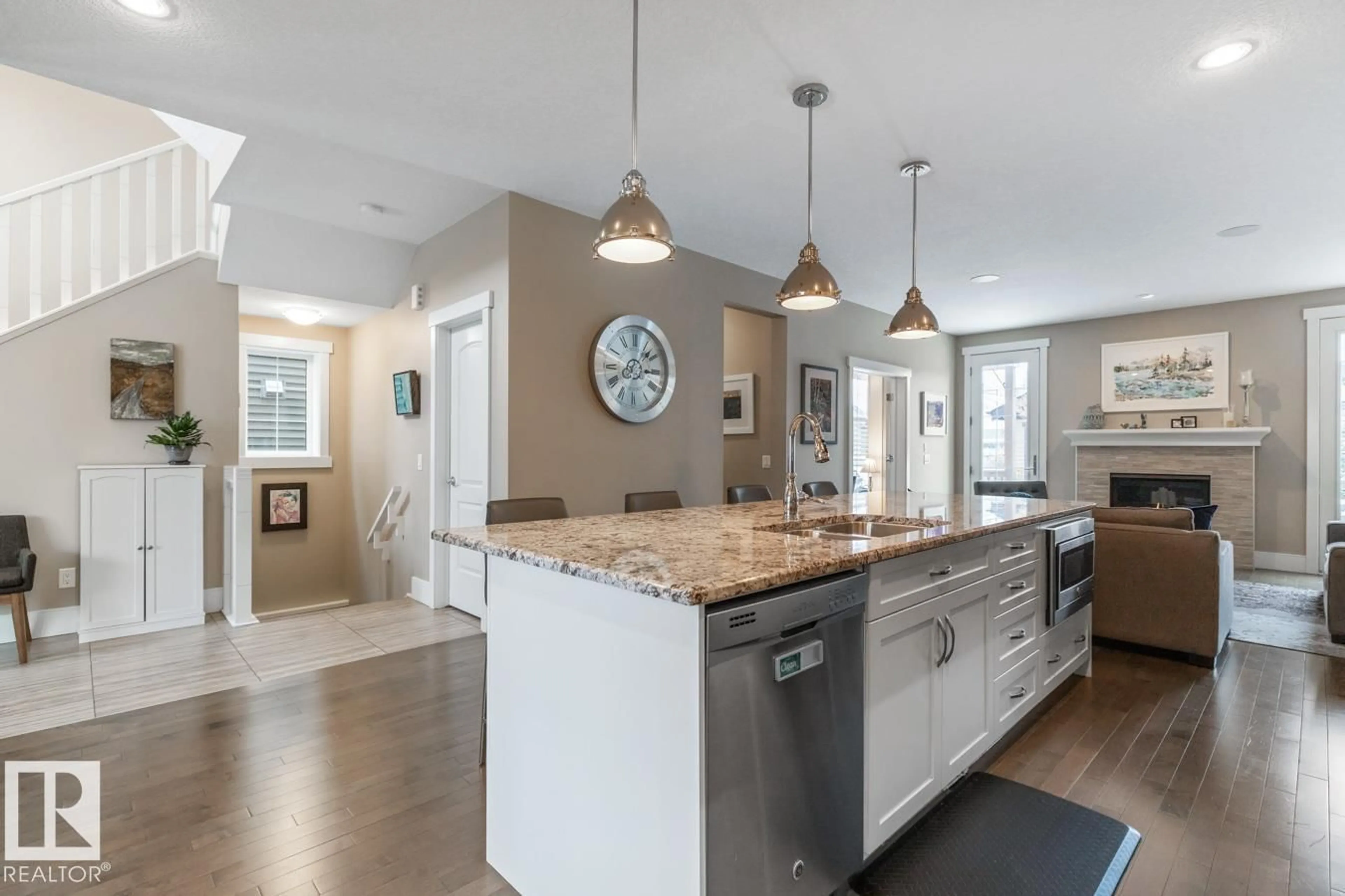 Open concept kitchen, ceramic/tile floor for 7432 COLONEL MEWBURN RD, Edmonton Alberta T5E6V6