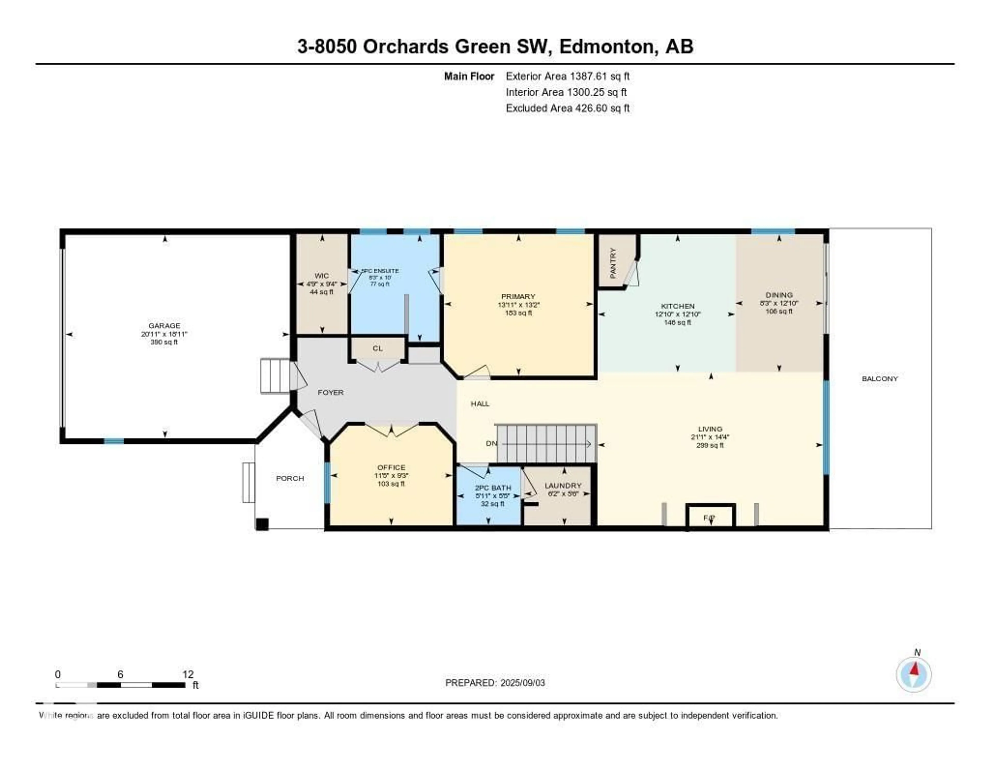 Floor plan for #3 - 8050 ORCHARDS GR, Edmonton Alberta T6X2N2