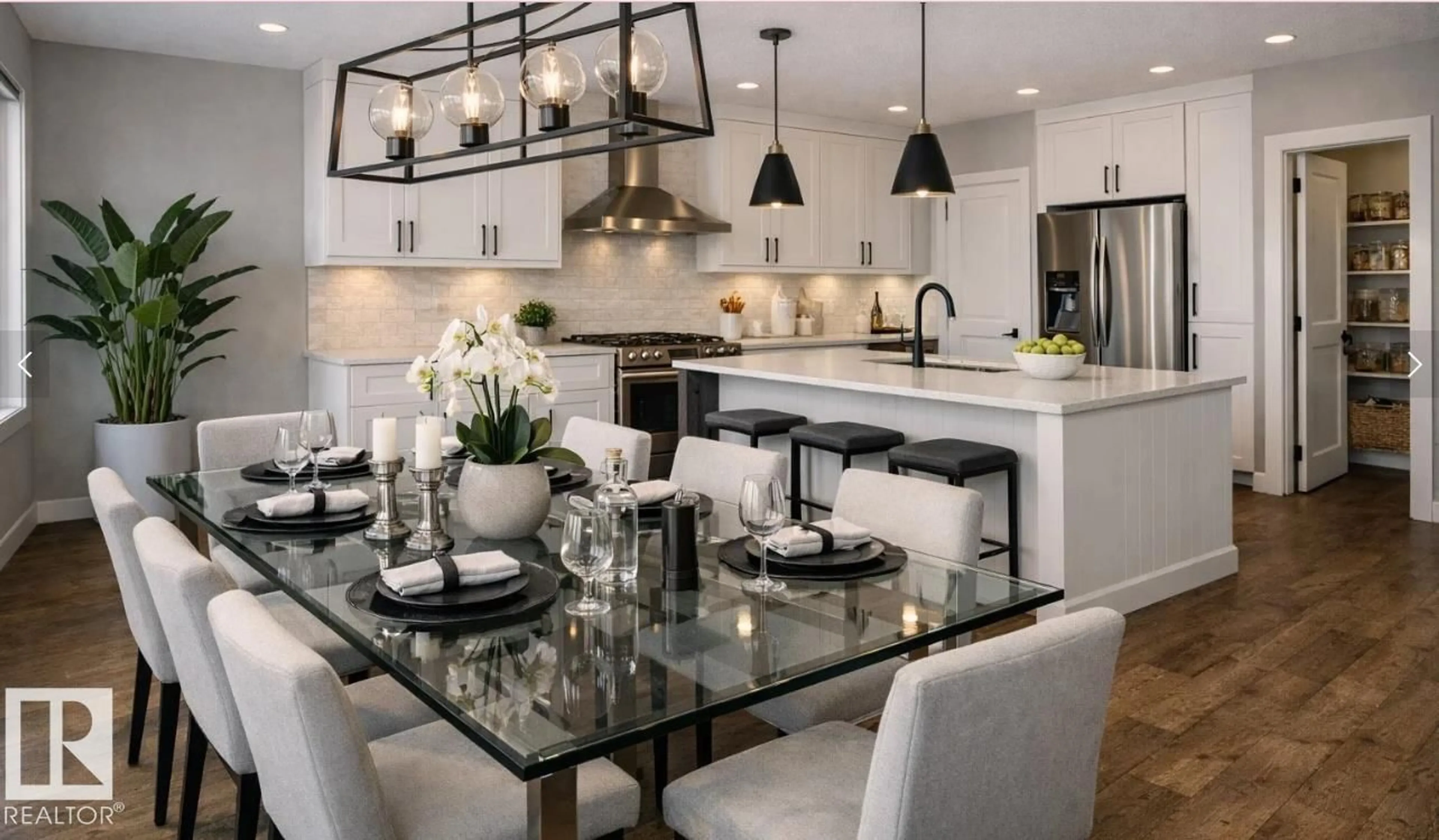 Open concept kitchen, ceramic/tile floor for 197 WYATT RG, Fort Saskatchewan Alberta T8L0Y3